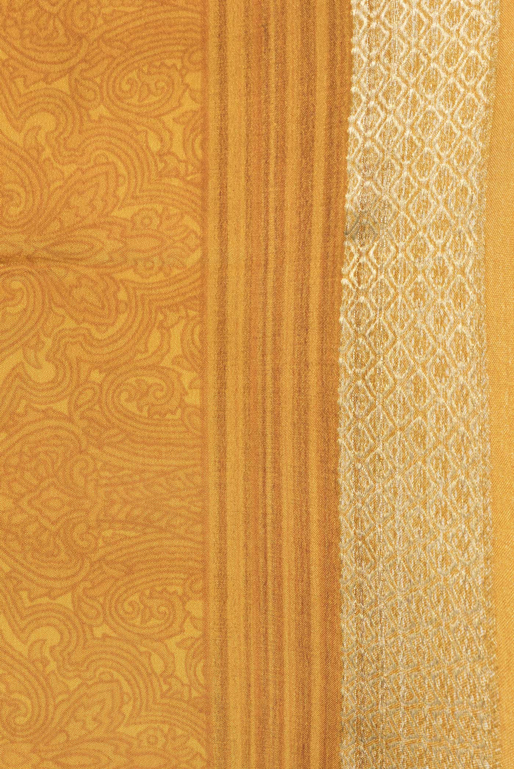 Border image of Mustard Dual Tone Crepe Saree with Printed design on the body and Zari Border. 