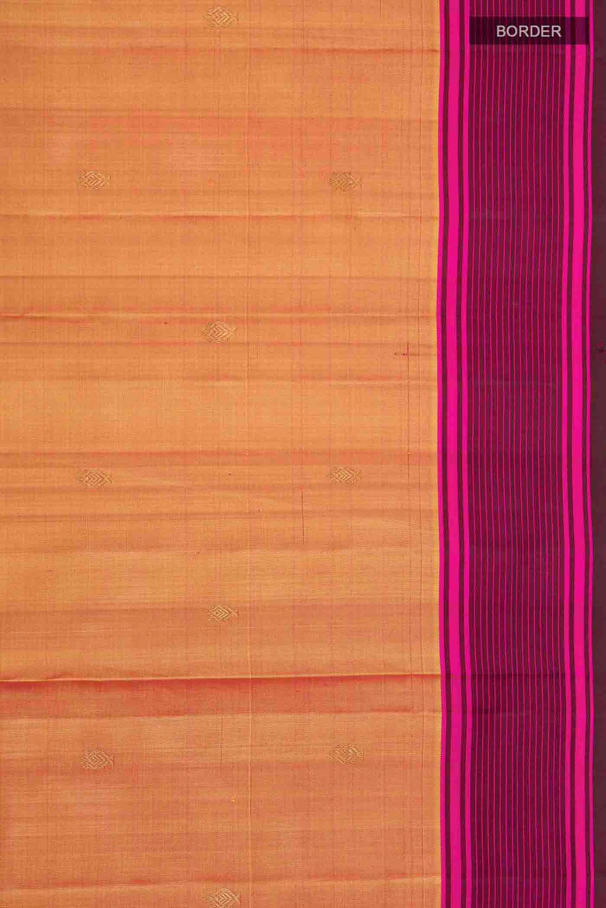 Border image of Mustard Kanchipuram Silk Saree with Zari Butta on the body and Plain Border