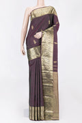 Mehandi Green Dual Tone Kanchipuram Saree with Zari Butta on the body and Zari Border displayed on a mannequin