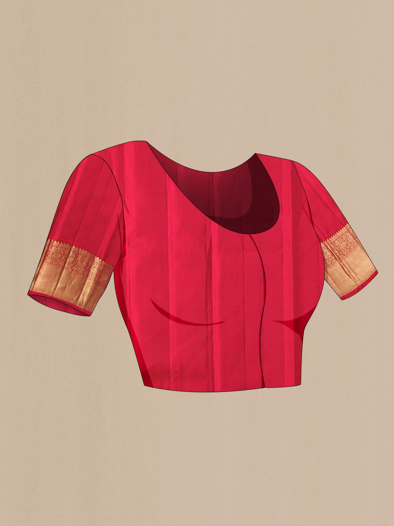 Close up image of the blouse of Green Kanchipuram Silk Saree with Zari Butta on the body and Zari Border