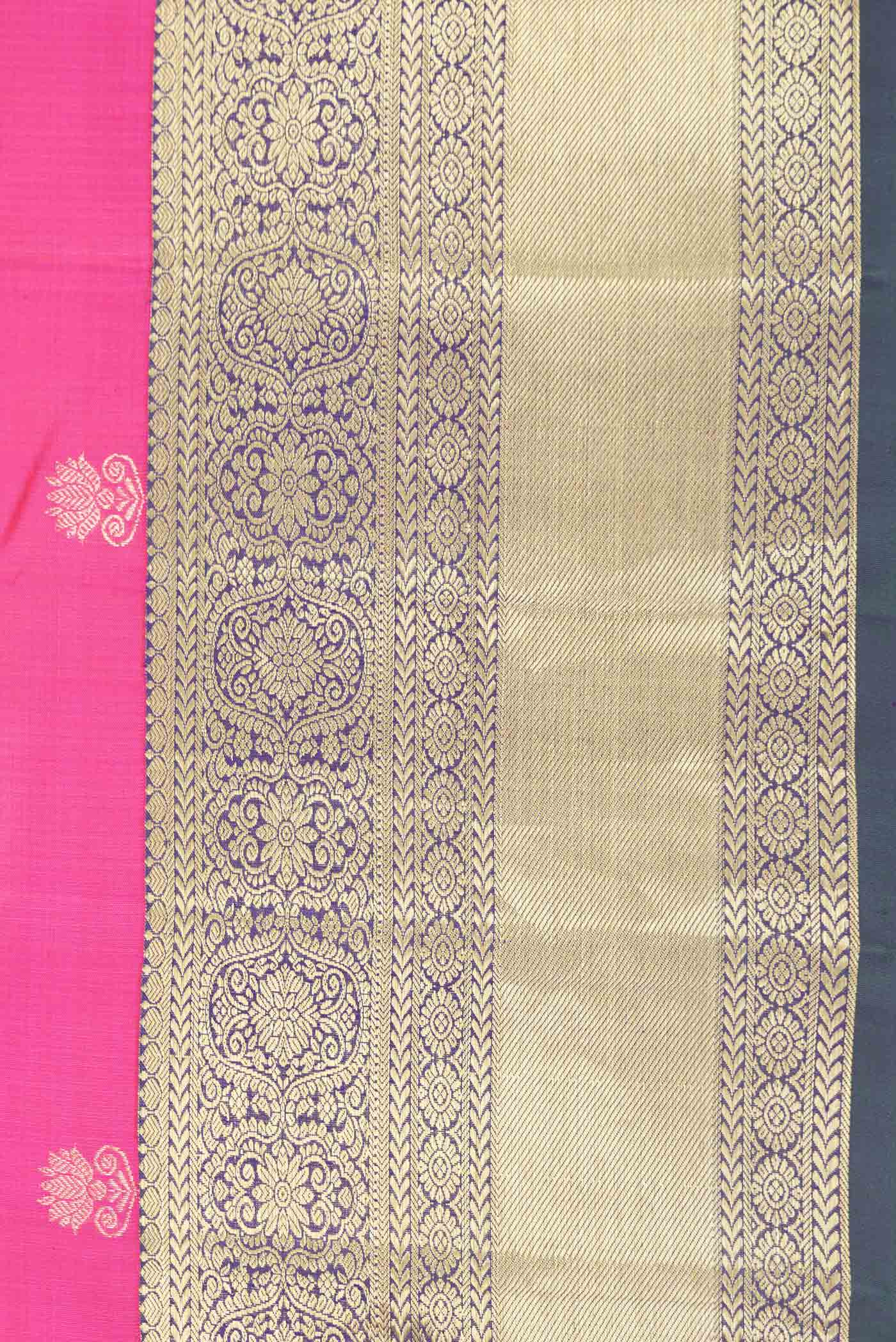 Border image of Pink Dual Tone Kanchipuram Silk Saree with Zari Butta on the body and Zari Border