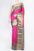 Pink Dual Tone Kanchipuram Silk Saree with Zari Butta on the body and Zari Border displayed on a mannequin