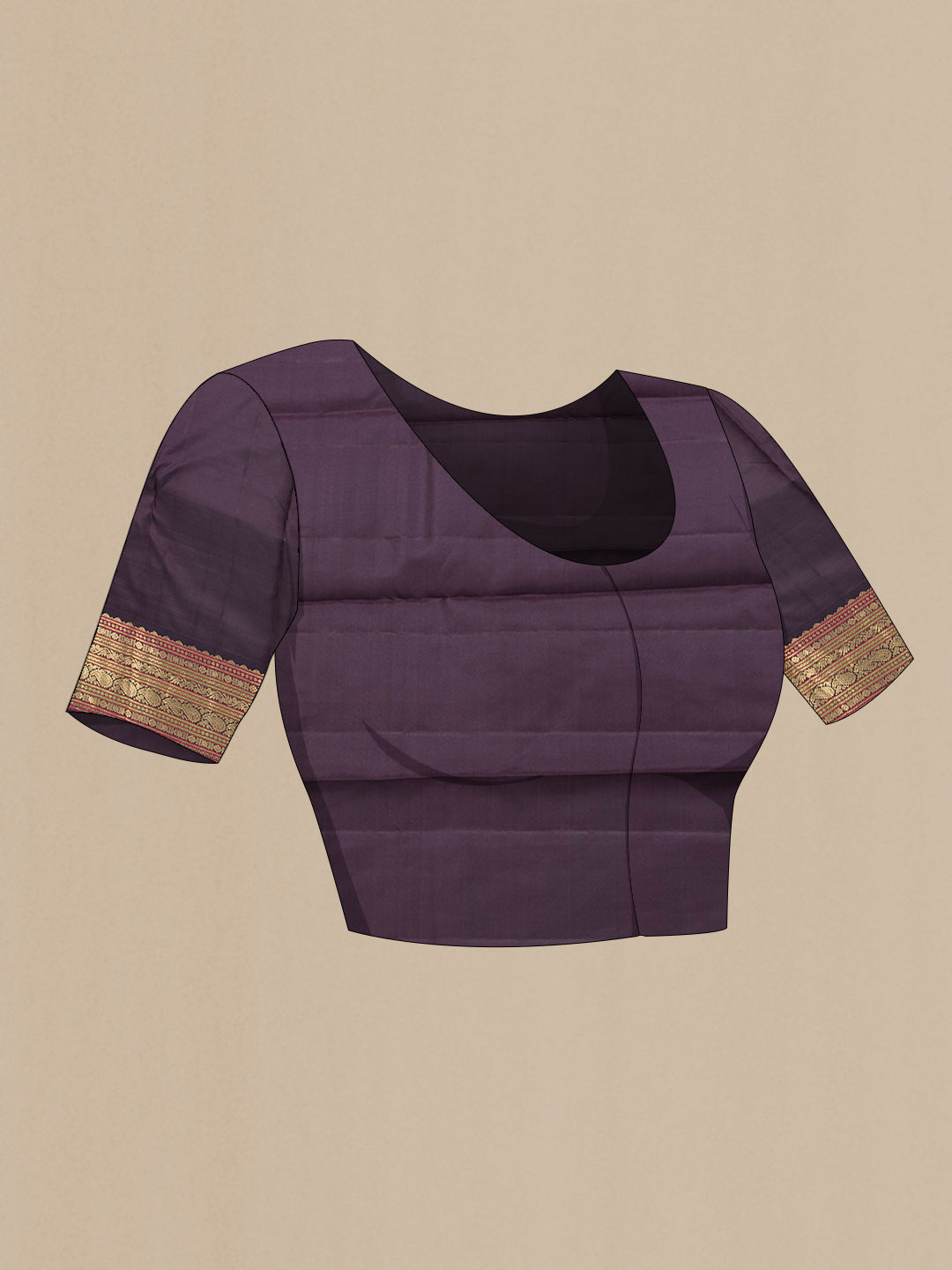 Close up image of the blouse of Peacock Blue Dual Tone Kanchipuram Silk Saree with Zari Butta on the body and Zari Border. 