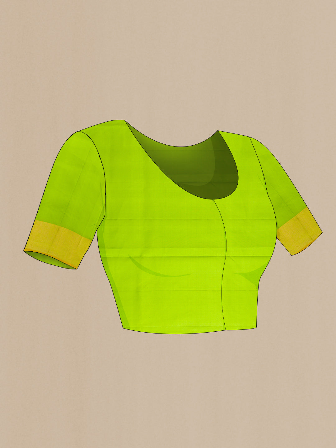 Close up image of the blouse of Red Dual Tone Soft Silk Saree with Zari Butta on the body and Zari Border. 