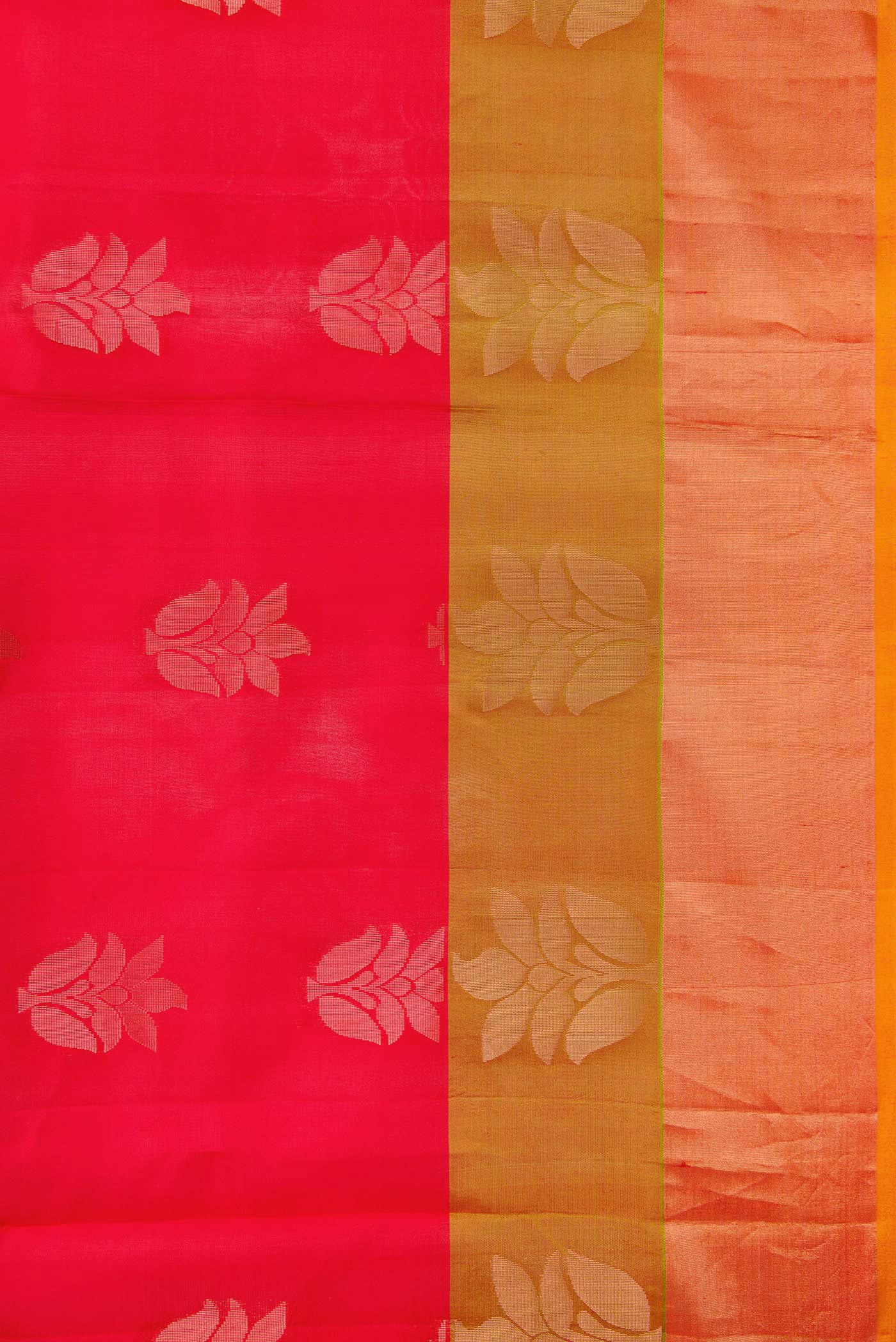 Border image of Red Dual Tone Soft Silk Saree with Zari Butta on the body and Zari Border. 