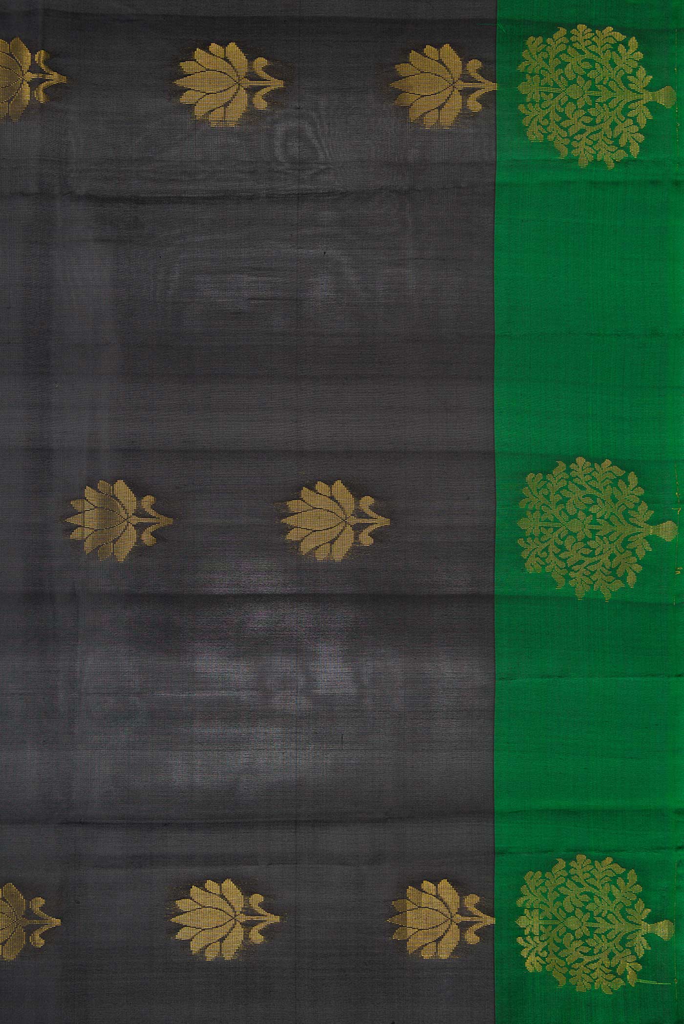 Border image of Black Dual Tone Soft Silk Saree with Zari Butta on the body and Fancy Border. 