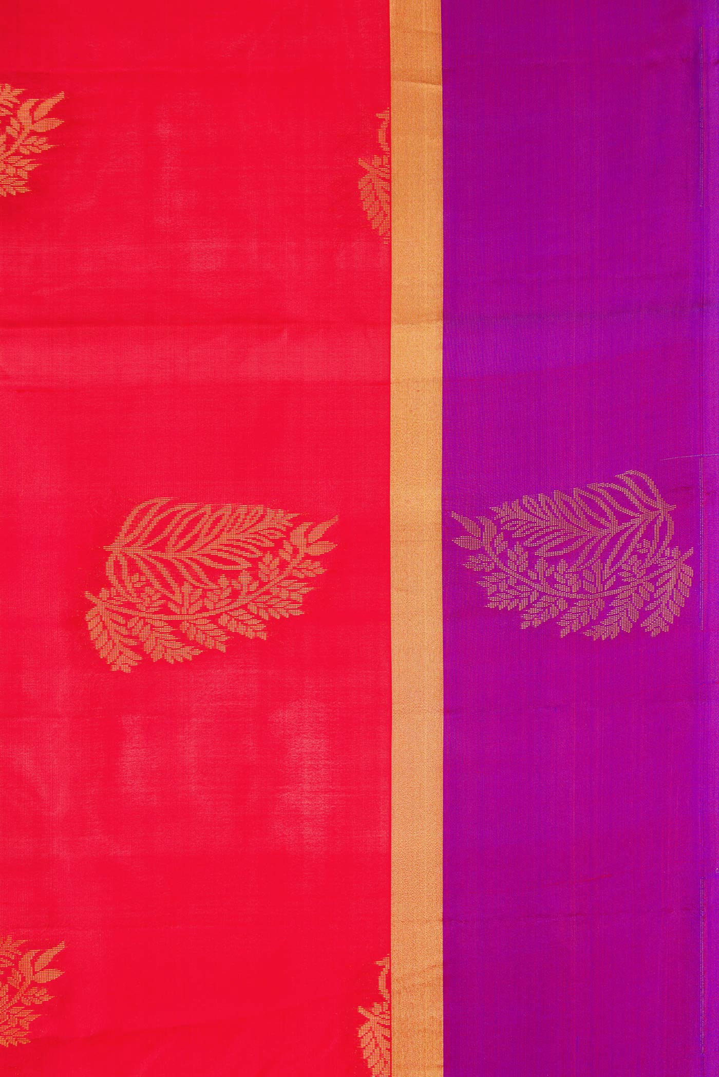 Border image of Red Dual Tone Soft Silk Saree with Zari Butta on the body and Zari Border. 
