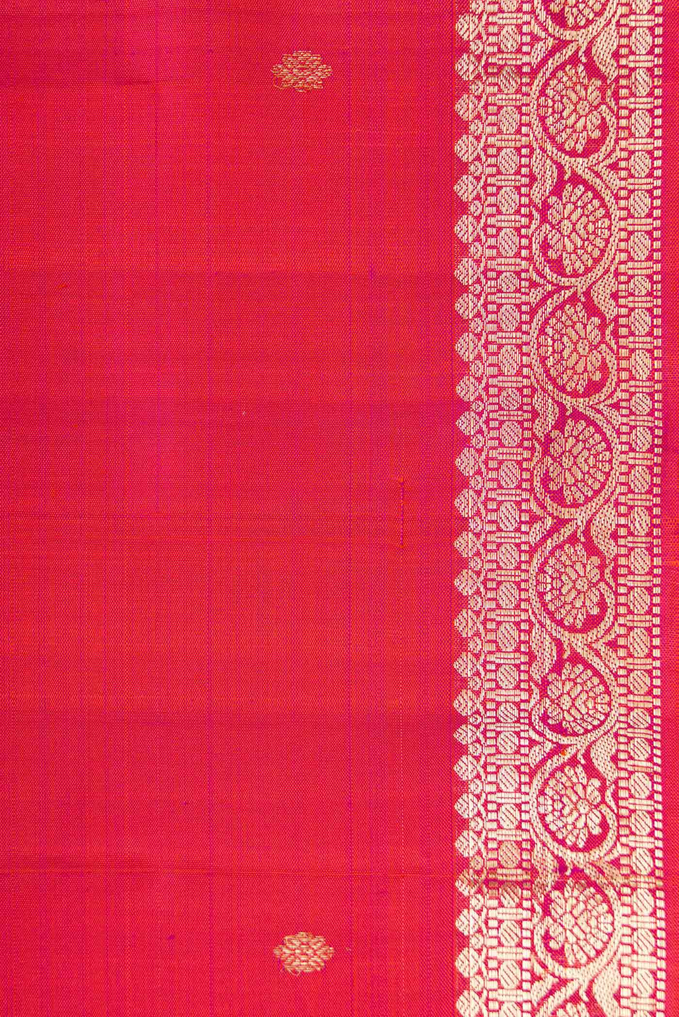 Border image of Coral Dual Tone Kanjivaram Silk Saree with Zari Butta on the body and Zari Border. 