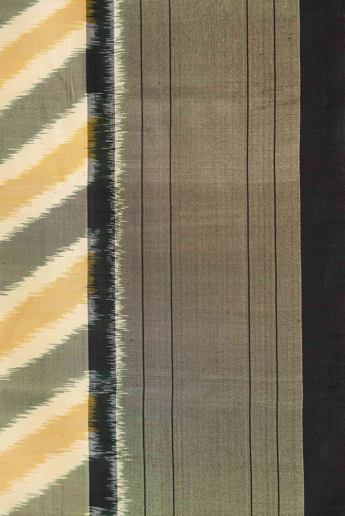 Border image of Sandal and Grey Color Double Ikat Saree with Ikat Print on the body and Zari Border
