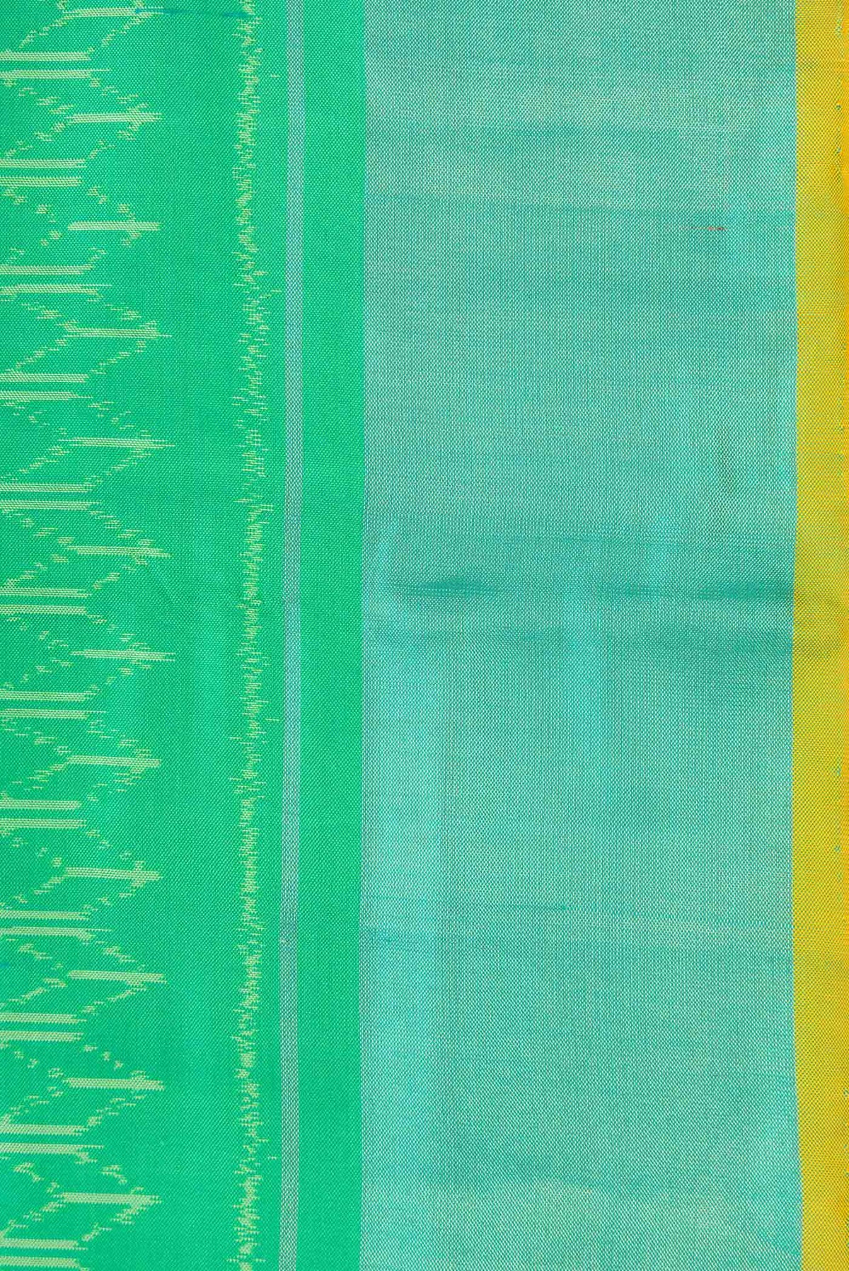Border image of Green Dual Tone Double Ikat Saree with Ikat Print on the body and Zari Border