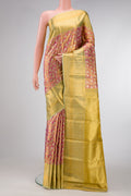 Pink Dual Tone Kanchipuram Tissue Silk Saree with Zari Brocade on the body and Zari Border.  displayed on a mannequin