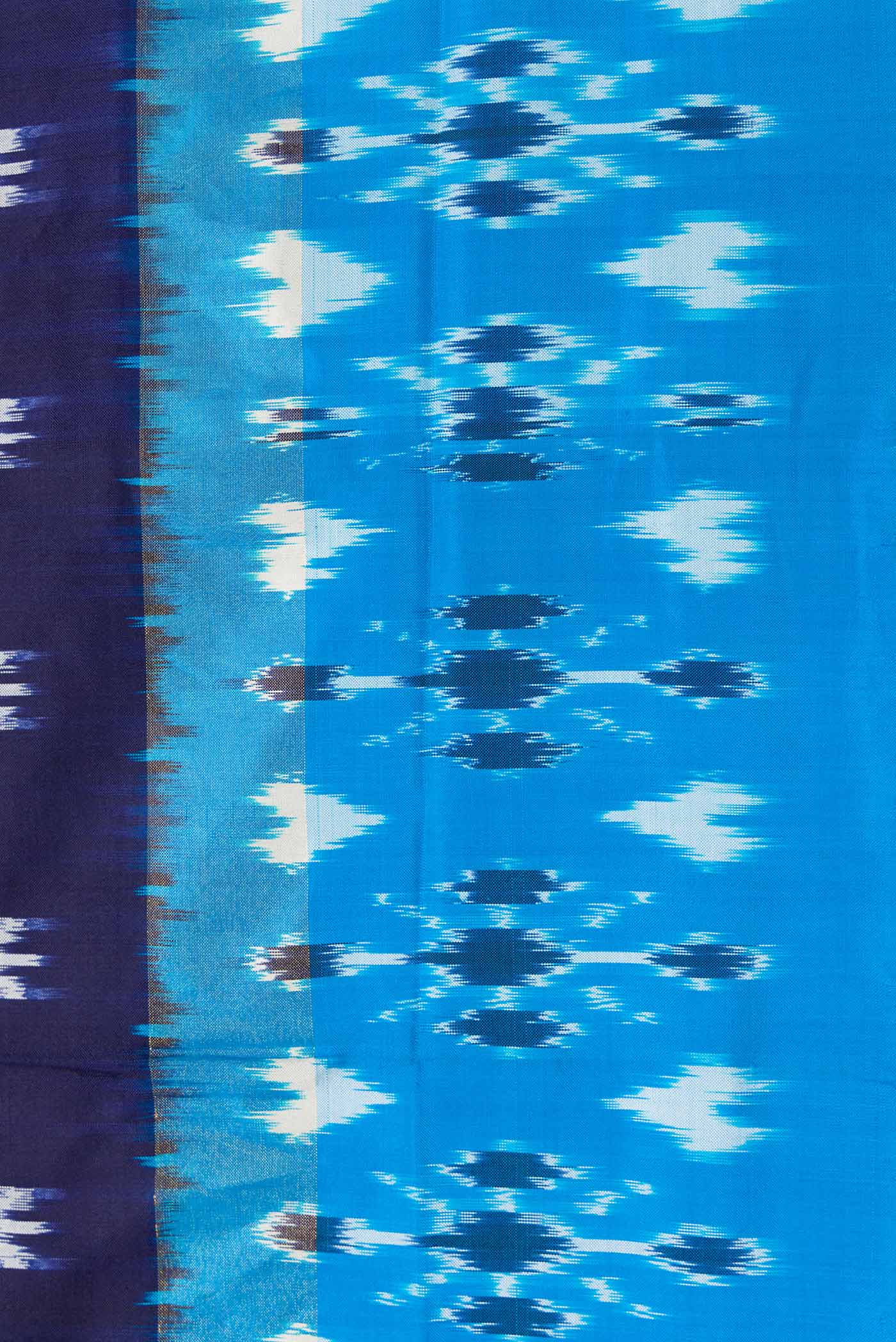 Border image of Navy Blue Dual Tone Double Ikat Saree with Ikat Print on the body and Ikat Border. 