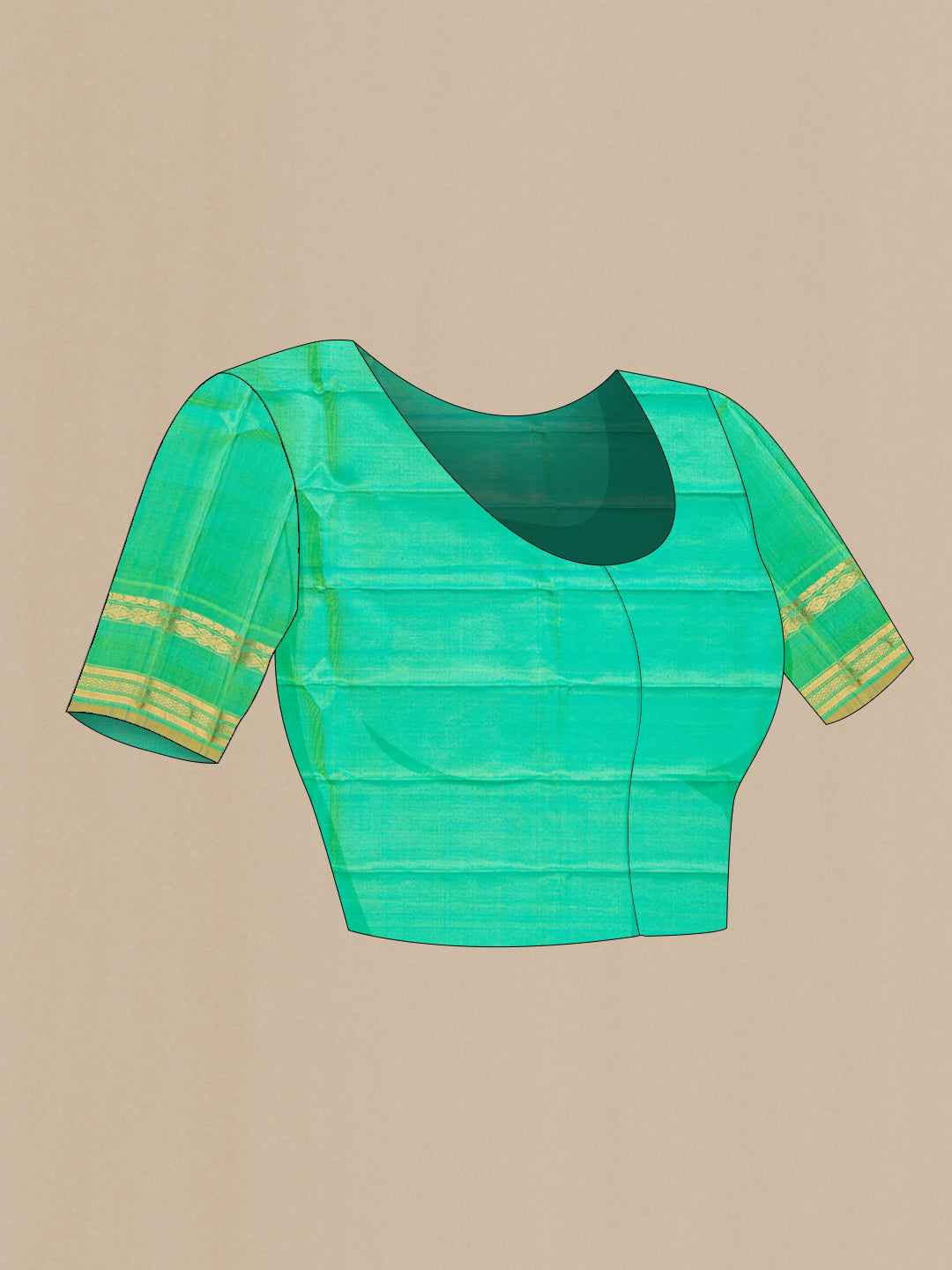 Close up image of the blouse of Pink Dual Tone Gadwal Silk Saree with Plain Body and Zari Border. 