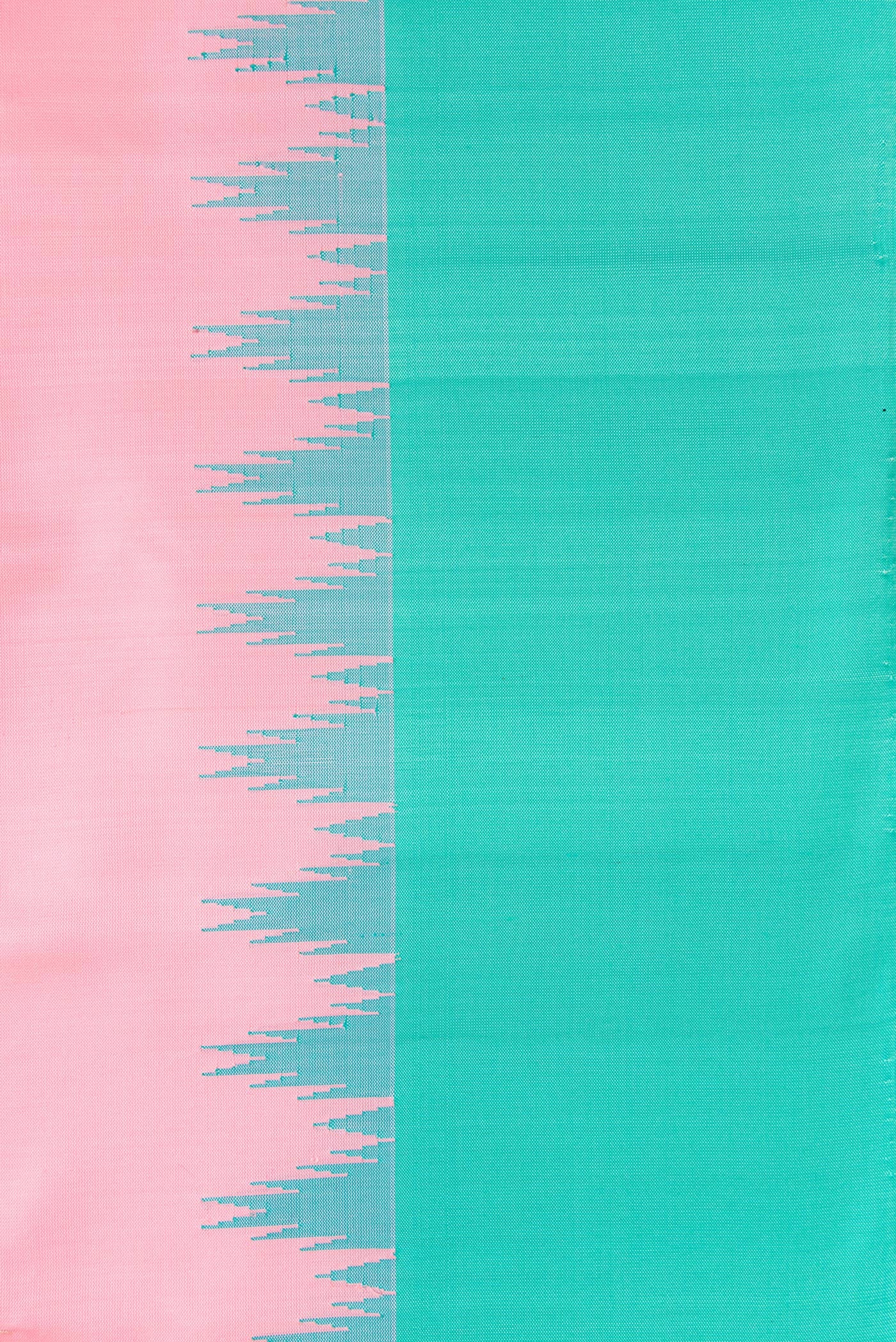 Border image of Pink Dual Tone Gadwal Silk Saree with Zari Butta on the body and Temple Border. 