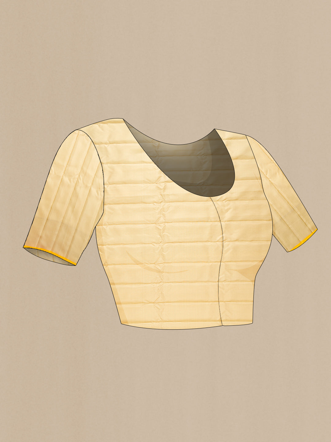 Close up image of the blouse of Red Dual Tone Gadwal Silk Saree with Plain Body and Temple Border. 