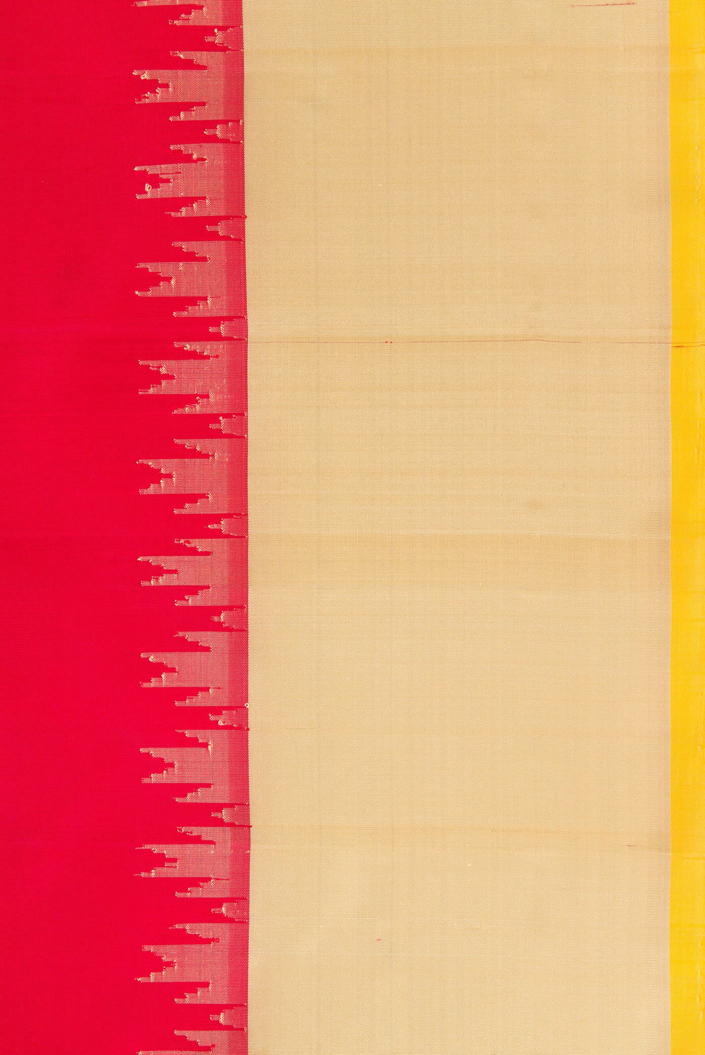 Border image of Red Dual Tone Gadwal Silk Saree with Plain Body and Temple Border. 