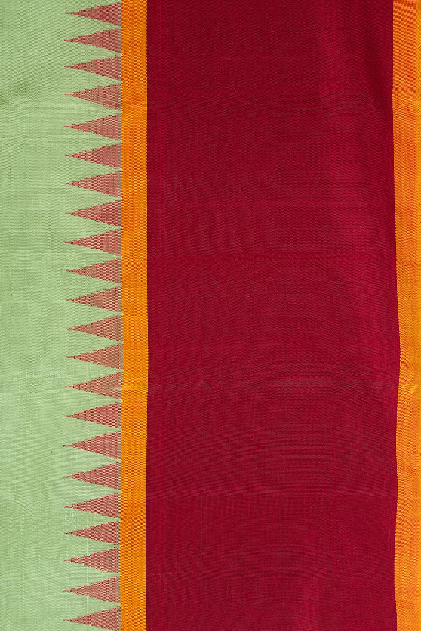 Border image of Light Green Dual Tone Gadwal Silk Saree with Zari Butta on the body and Zari Border. 