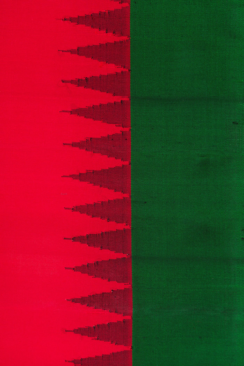 Border image of Red Dual Tone Gadwal Silk Saree with Plain Body and Temple Border. 