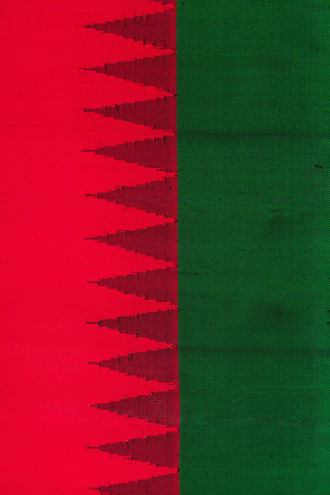 Border image of Red Dual Tone Gadwal Silk Saree with Plain Body and Temple Border. 