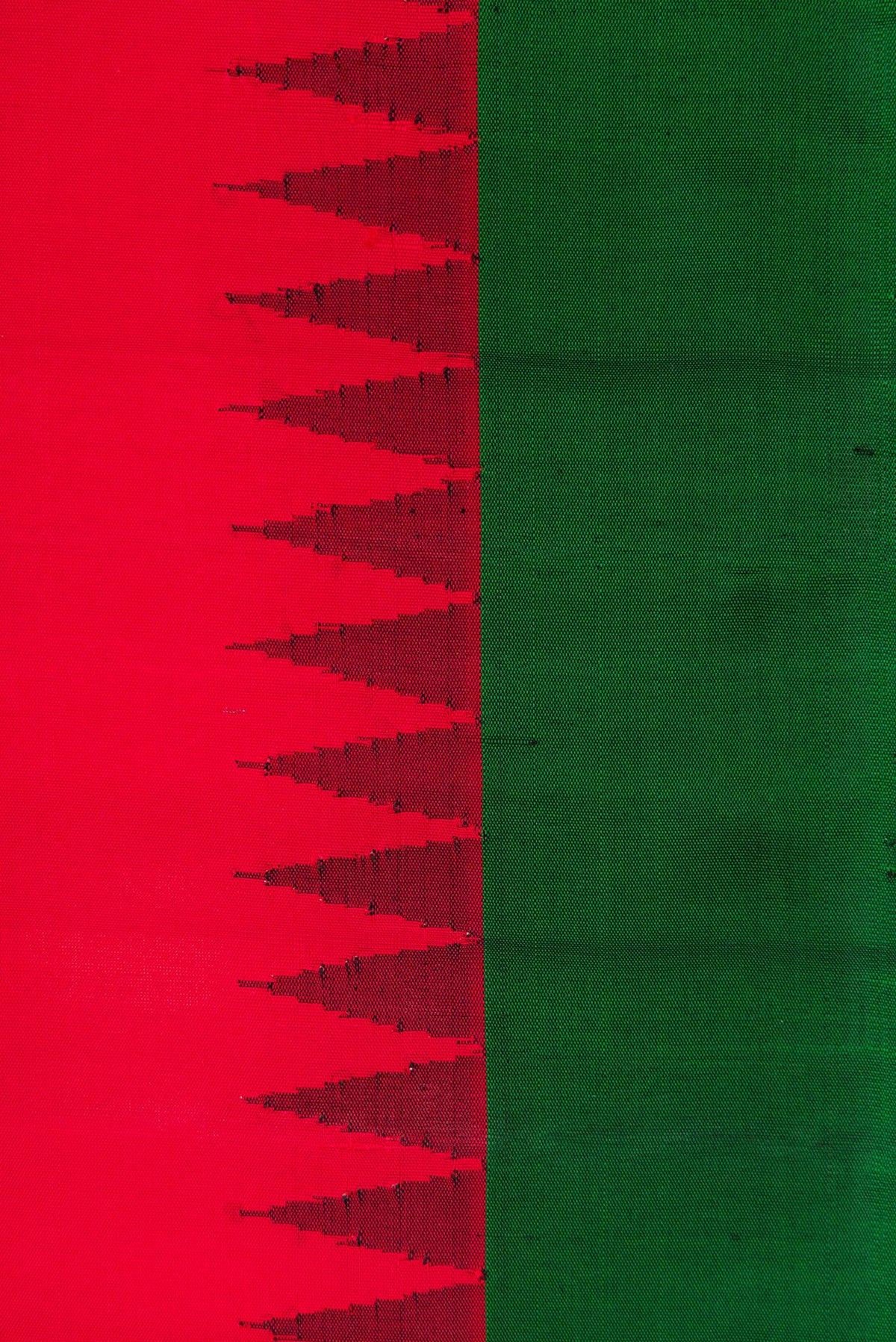 Border image of Red Dual Tone Gadwal Silk Saree with Plain Body and Temple Border. 