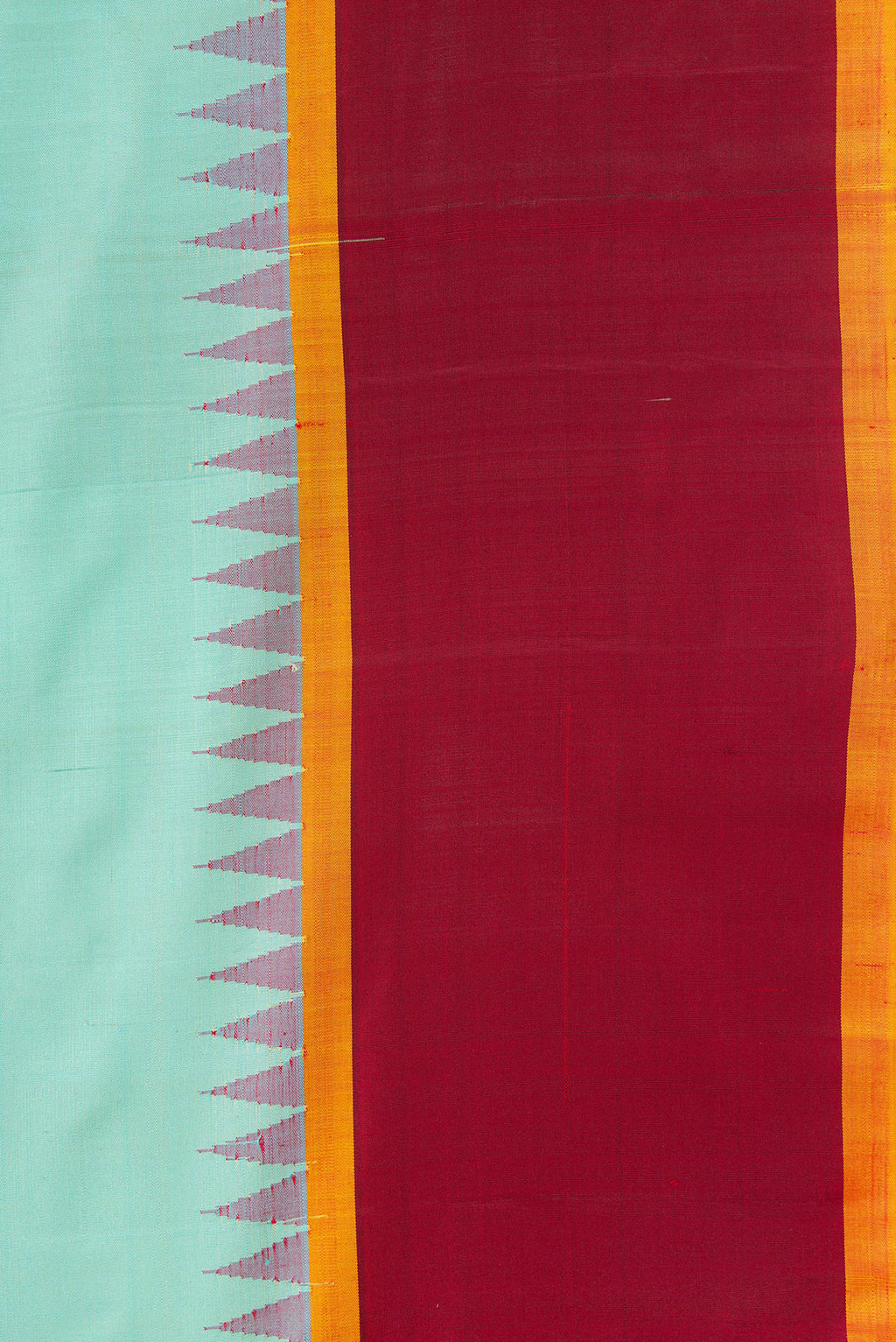 Border image of Sky Blue Dual Tone Gadwal Silk Saree with Plain Body and Zari Border. 