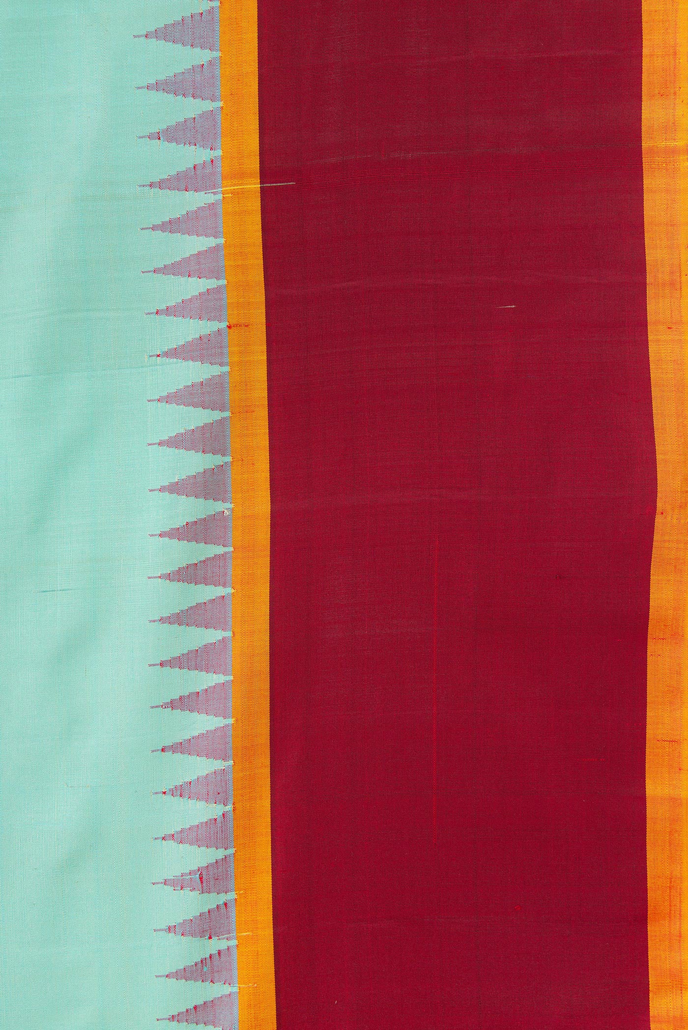 Border image of Sky Blue Dual Tone Gadwal Silk Saree with Plain Body and Zari Border. 