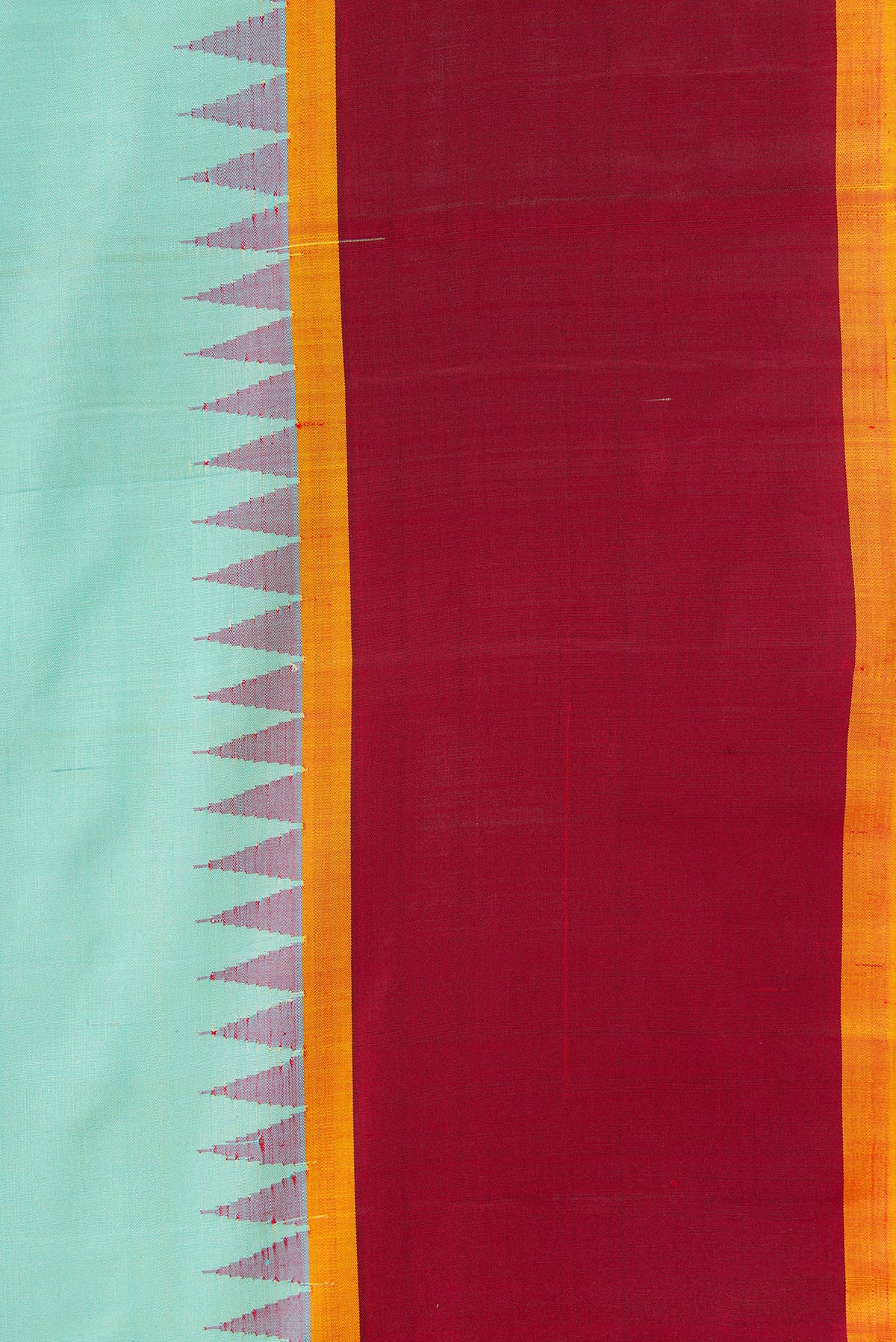 Border image of Sky Blue Dual Tone Gadwal Silk Saree with Plain Body and Zari Border. 