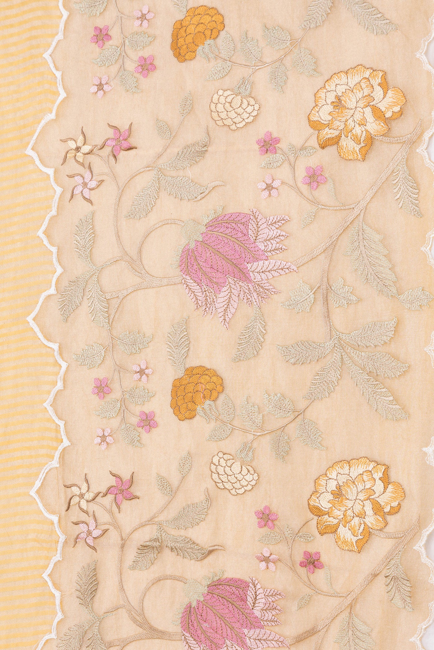 Border image of Orange Dual Tone Organza Silk Saree with Embroidery on the body and Fancy Border. 