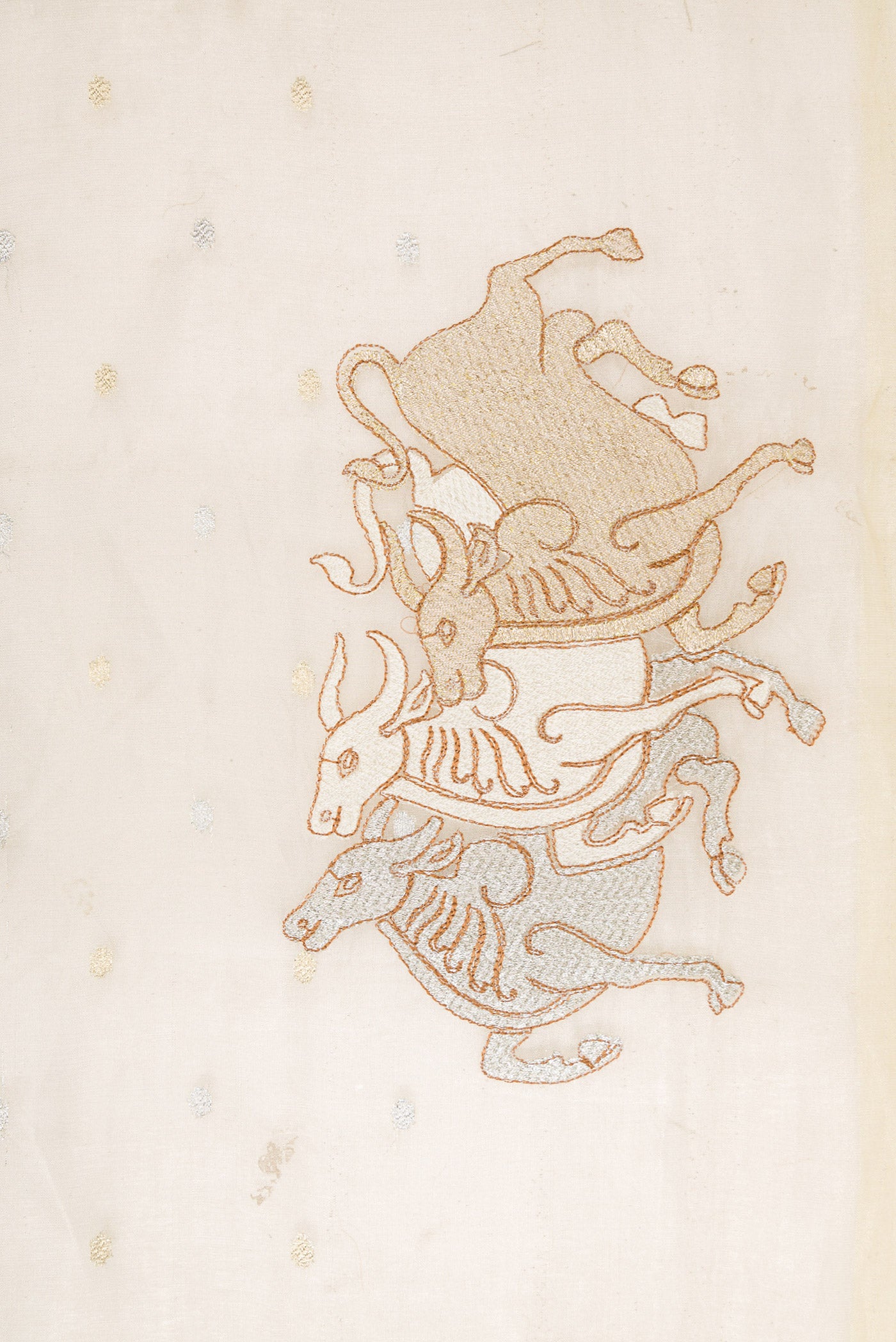 Border image of Sandal Dual Tone Organza Silk Saree with Zari Butta on the body and Fancy Border. 