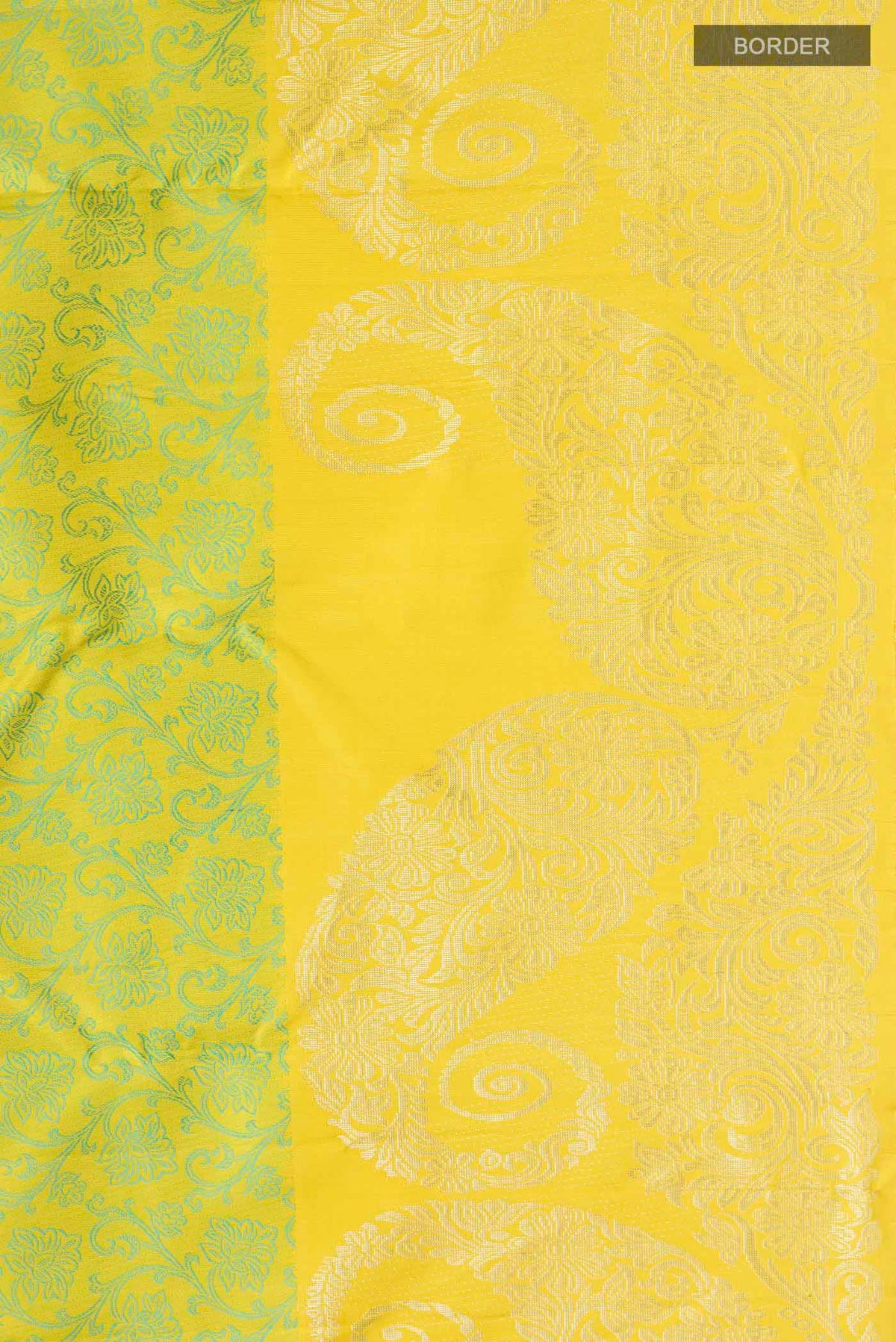 Border image of Green Kanchipuram Silk Saree with Jacquard design on the body and Zari Border