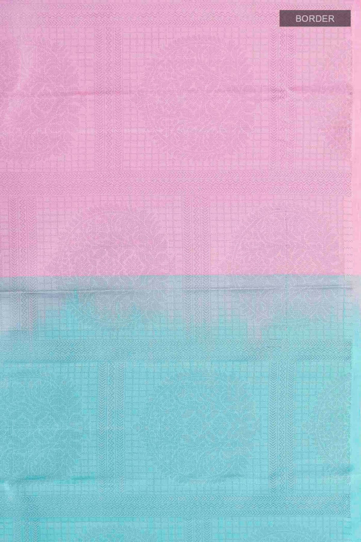 Border image of Pink Kanchipuram Silk Saree with Half And Half on the body and Without Border