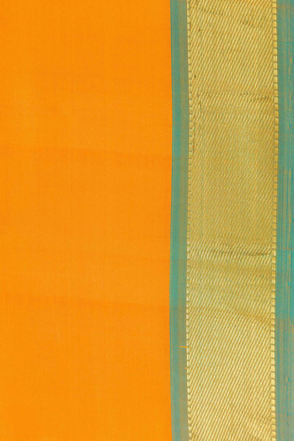 Border image of Orange Dual Tone Kanjivaram Silk Saree with Plain Body and Zari Border. 