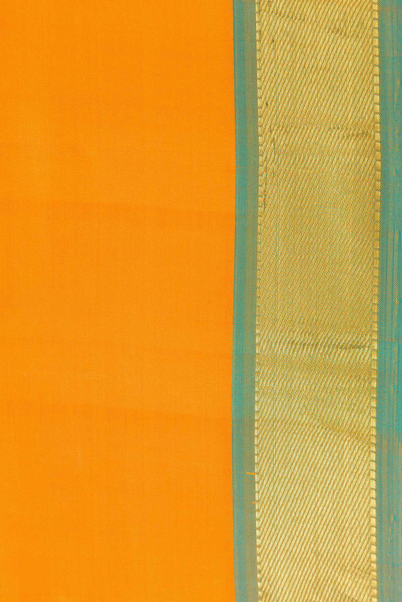 Border image of Orange Dual Tone Kanjivaram Silk Saree with Plain Body and Zari Border. 