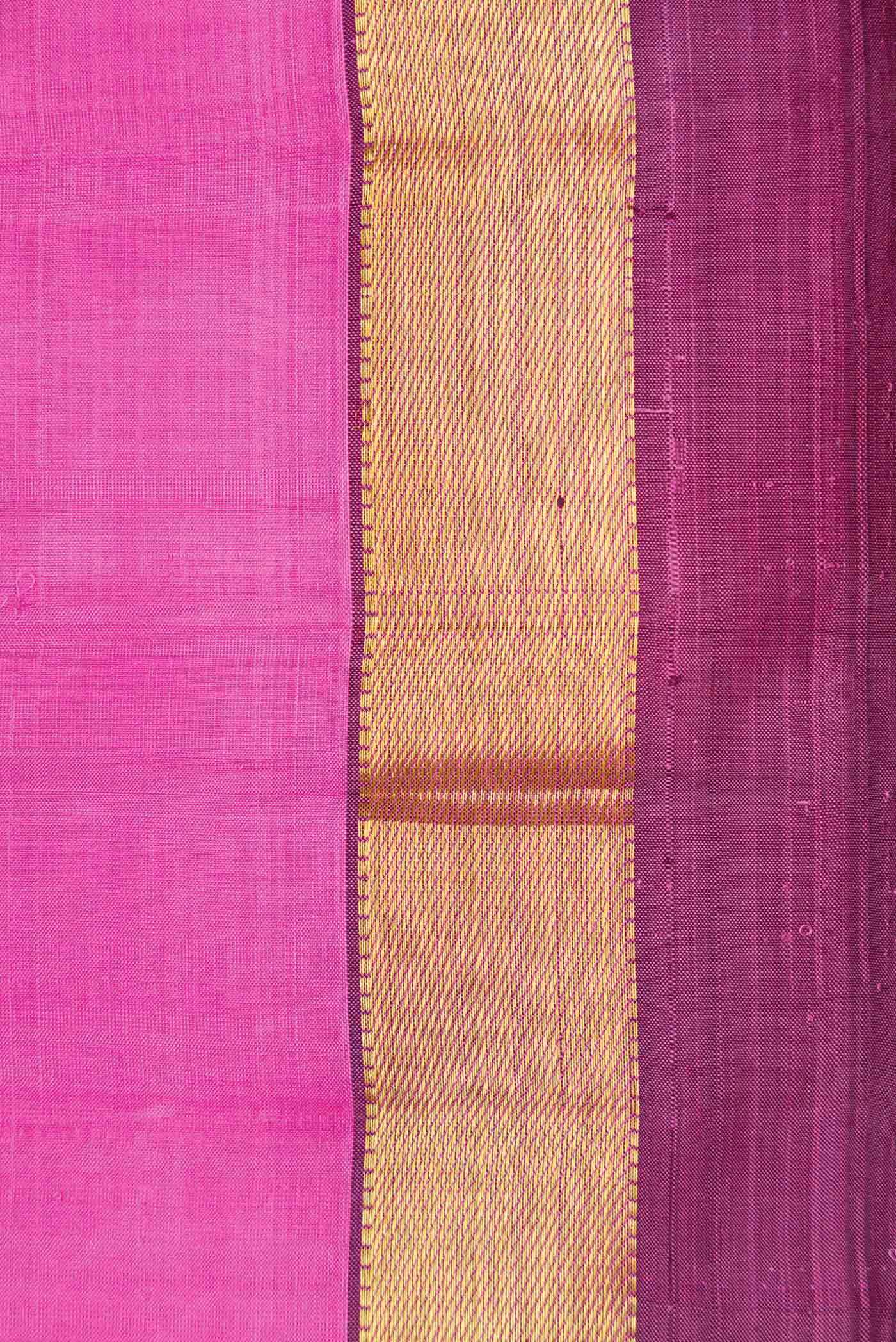 Border image of Pink Dual Tone Kanchipuram Silk Saree with Plain Body and Zari Border
