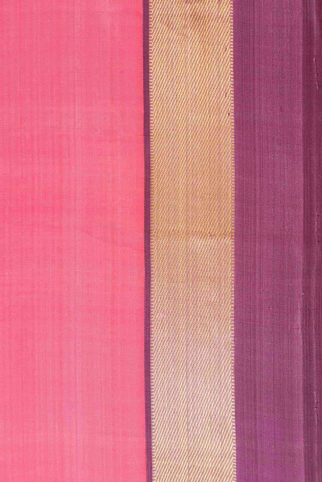 Border image of Pink Dual Tone Kanjivaram Silk Saree with Plain Body and Zari Border. 