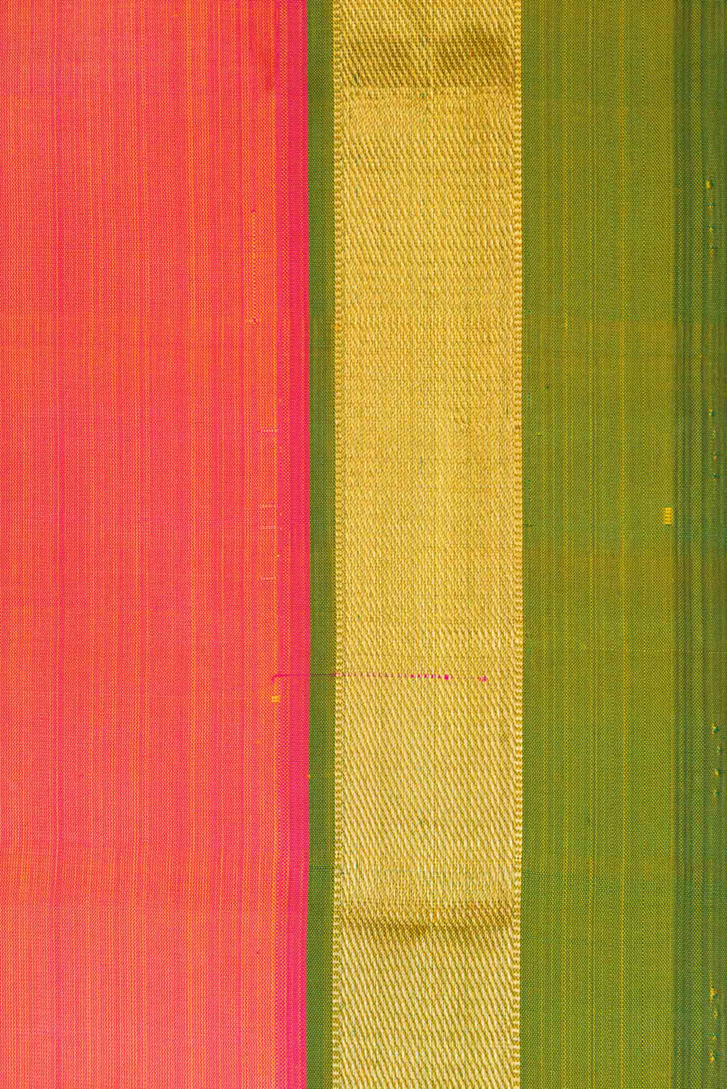 Border image of Coral Dual Tone Kanjivaram Silk Saree with Plain Body and Zari Border. 