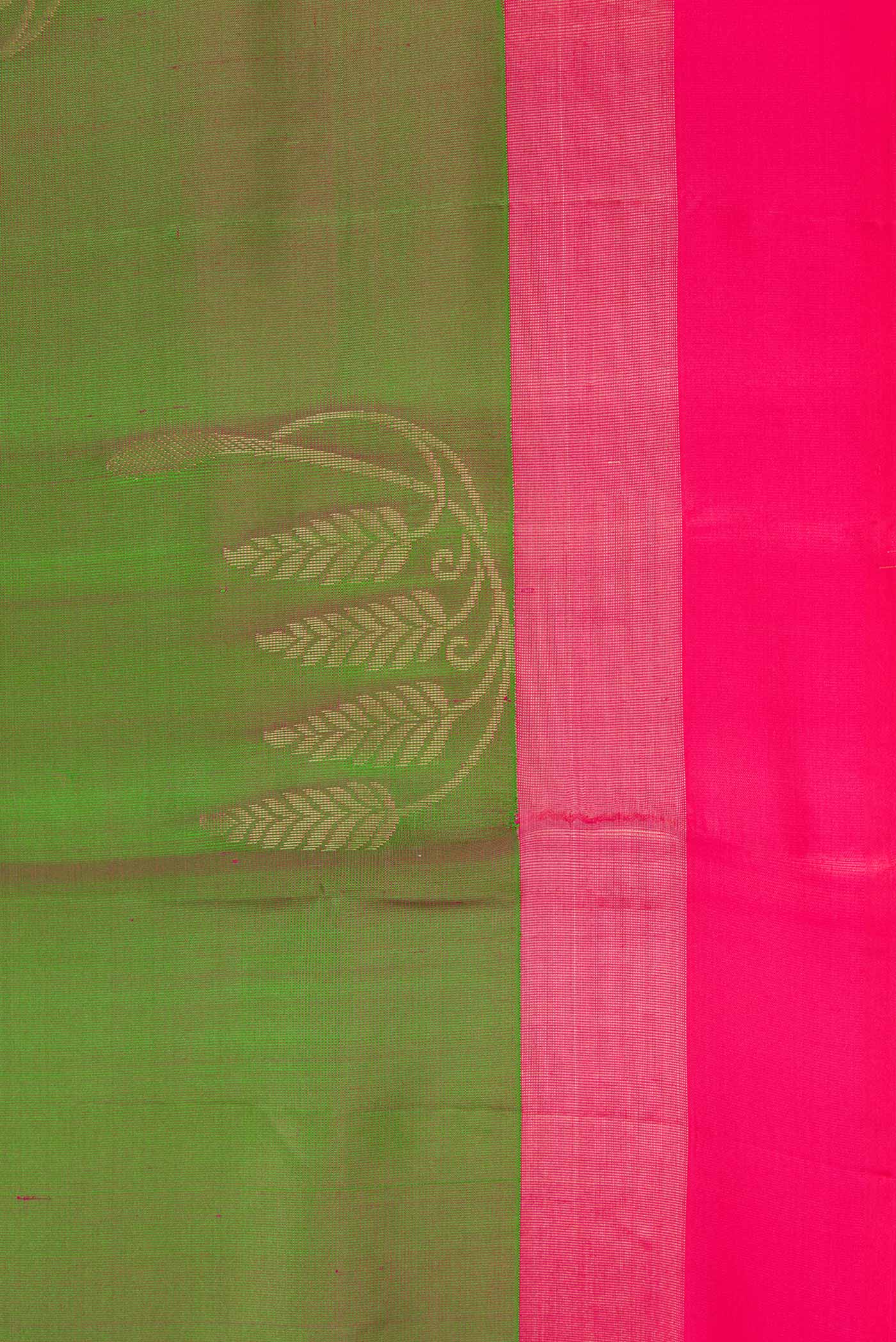Border image of Green Dual Tone Soft Silk Saree with Zari Butta on the body and Zari Border