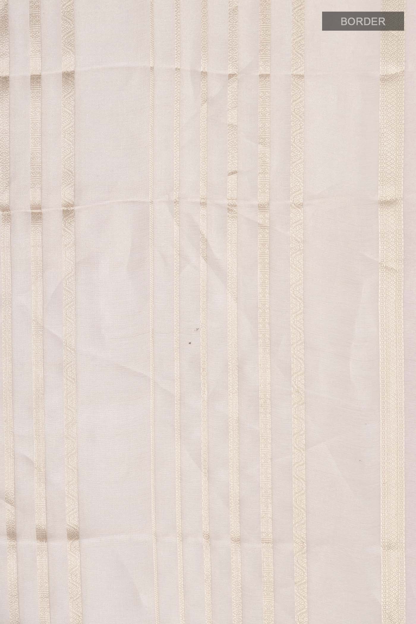 Border image of Pink Tissue Silk Saree with Stripes on the body and Zari Border
