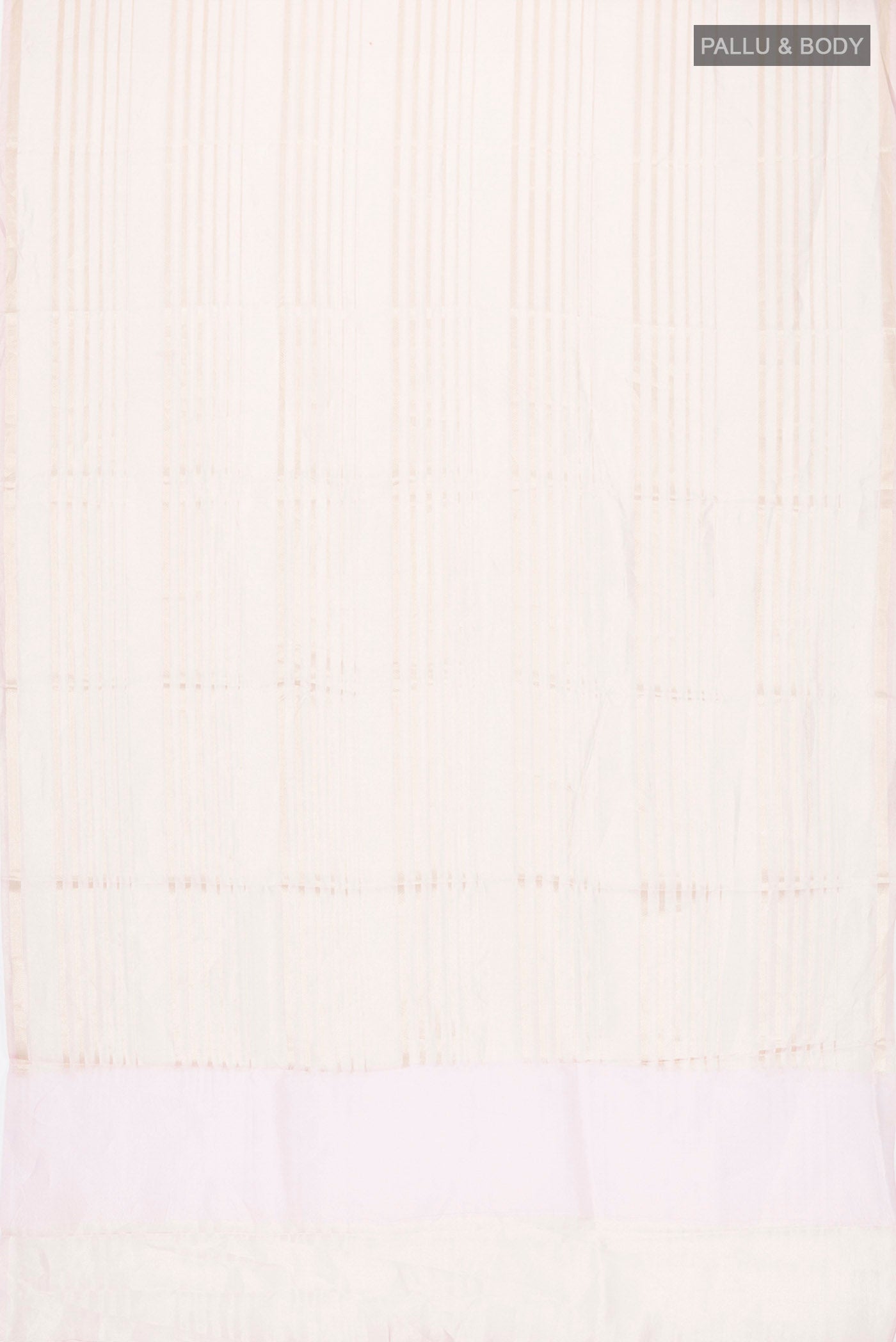 Flat view of Pink Tissue Silk Saree with Stripes on the body and Zari Border