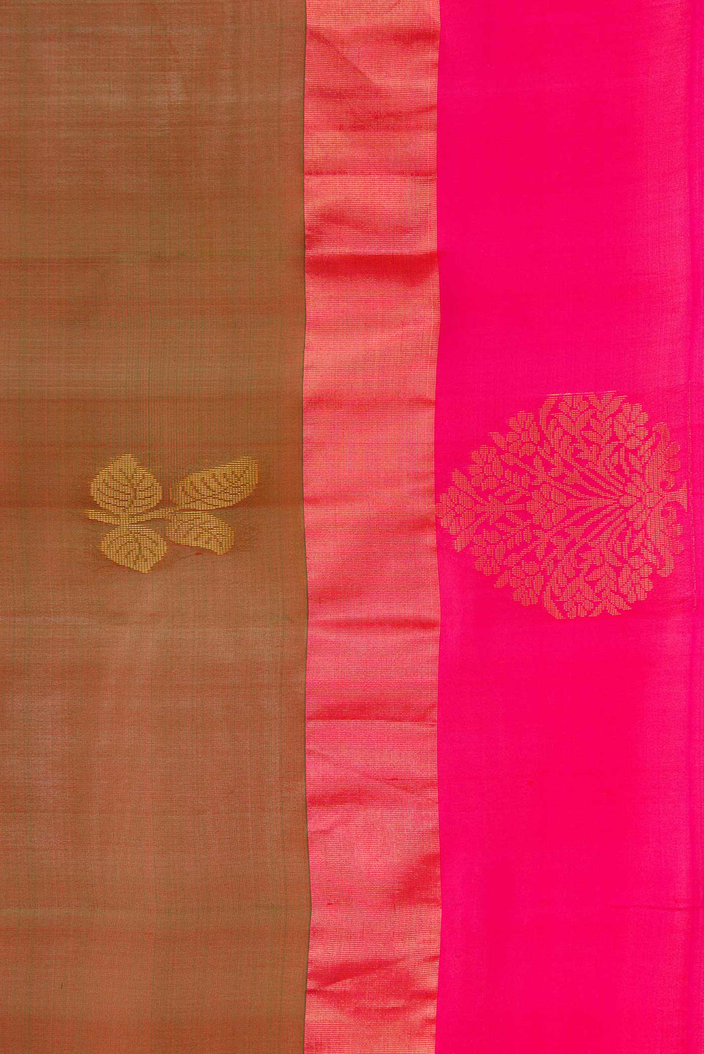 Border image of Mehandi Green Dual Tone Soft Silk Saree with Zari Butta on the body and Zari Border. 