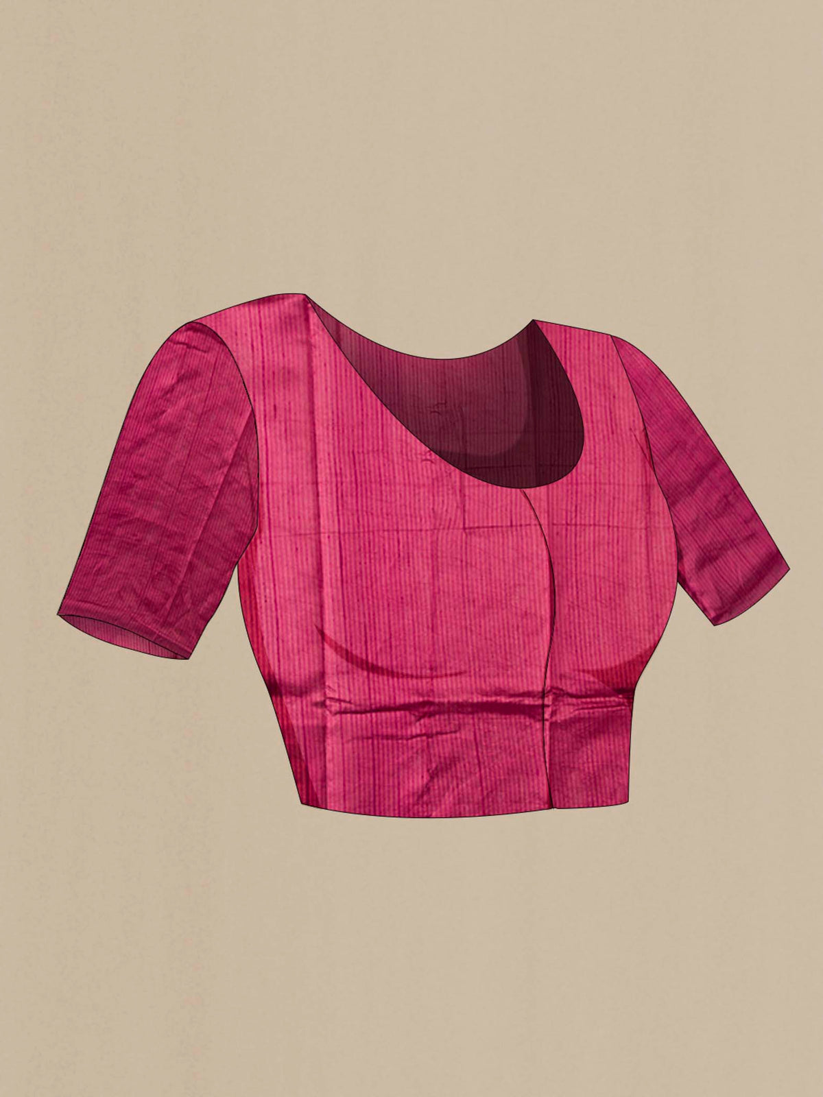 Close up image of the blouse of Magenta Banarasi Raw Silk Saree with Zari Butta on the body and Zari Border