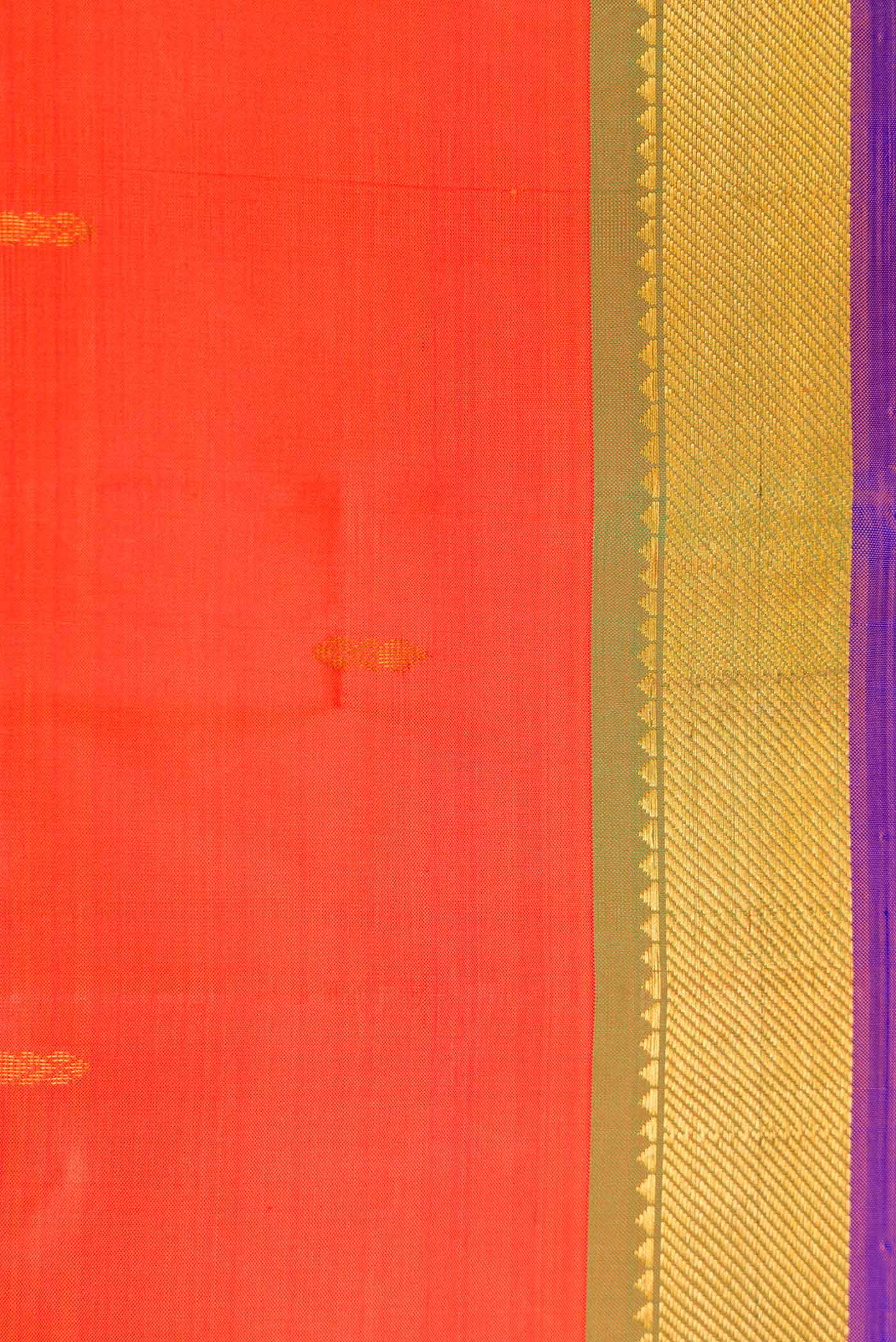 Border image of Peach Dual Tone Kanchipuram Silk Saree with Zari Butta on the body and Zari Border. 