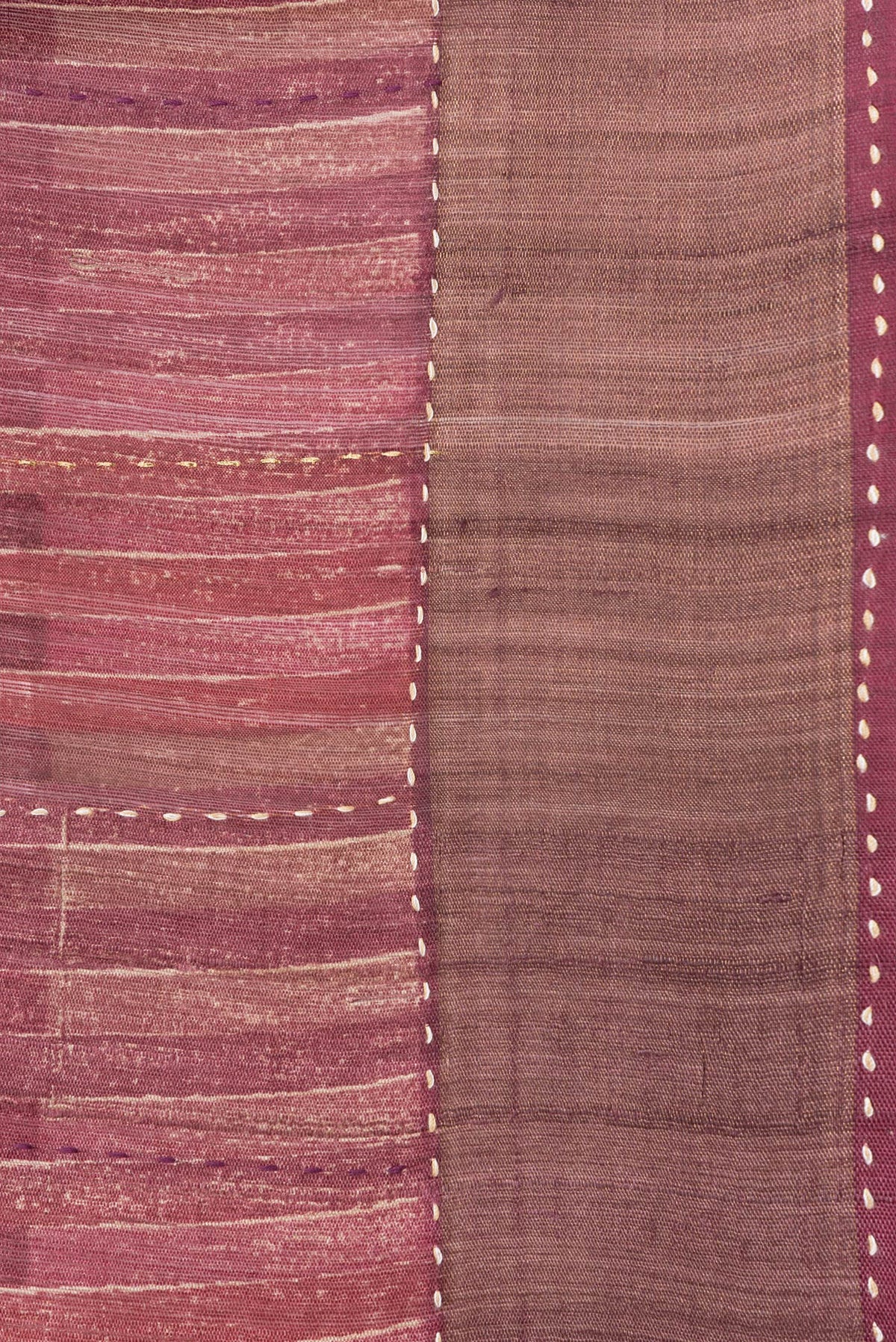 Border image of Magenta Dual Tone Tussar Silk Saree with Embroidery on the body and Zari Border. 