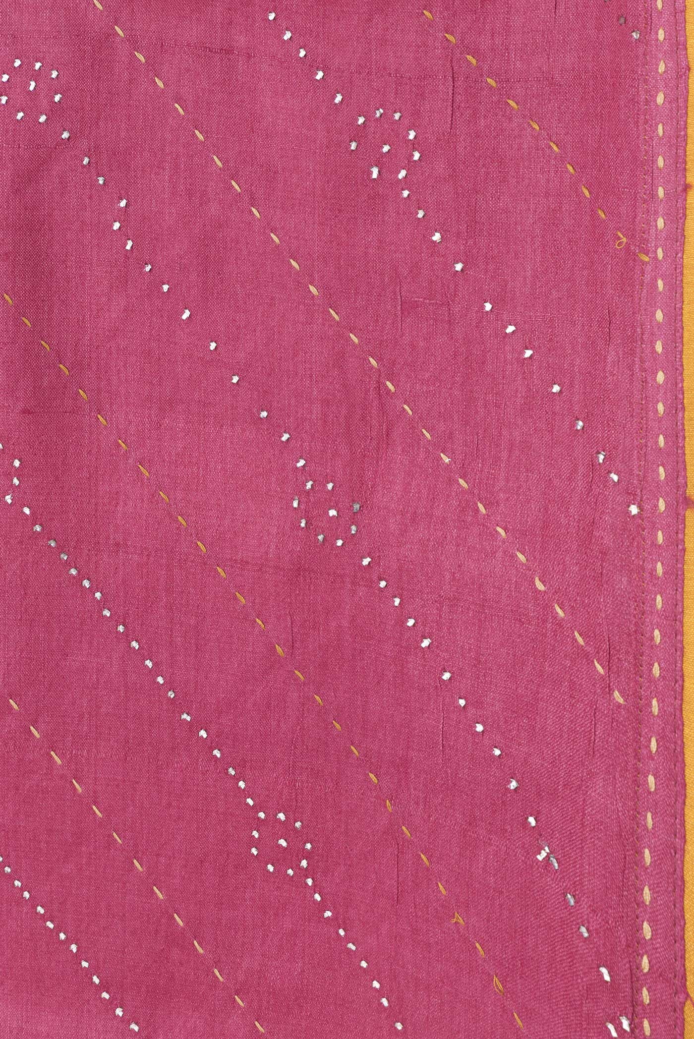 Border image of Pink Dual Tone Tussar Silk Saree with Embroidery on the body and Embroidery Border. 