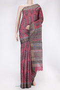 Pink Dual Tone Tussar Silk Saree with Printed design on the body and Zari Border.  displayed on a mannequin