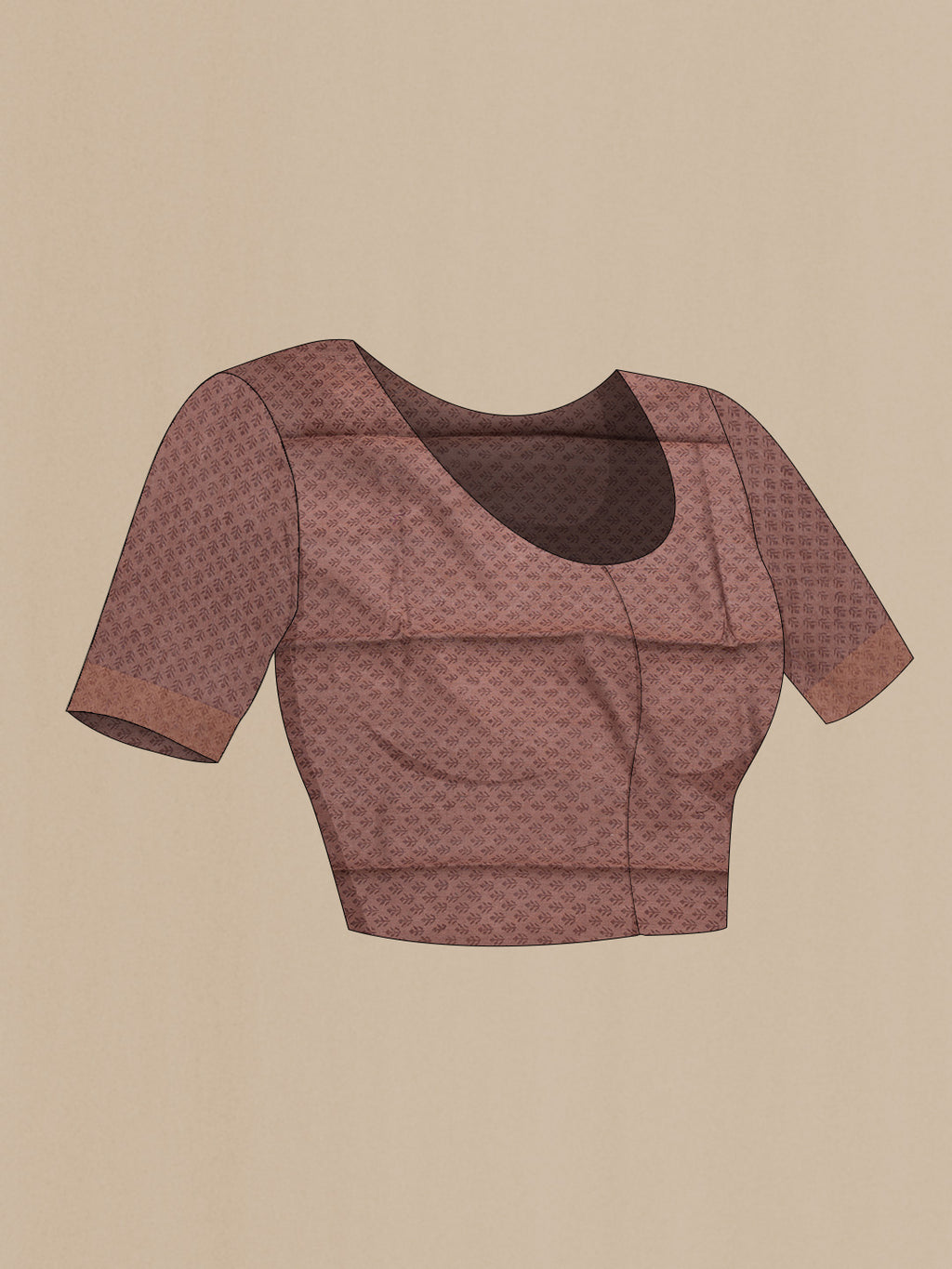 Close up image of the blouse of Brown Dual Tone Tussar Silk Saree with Embroidery on the body and Embroidery Border. 