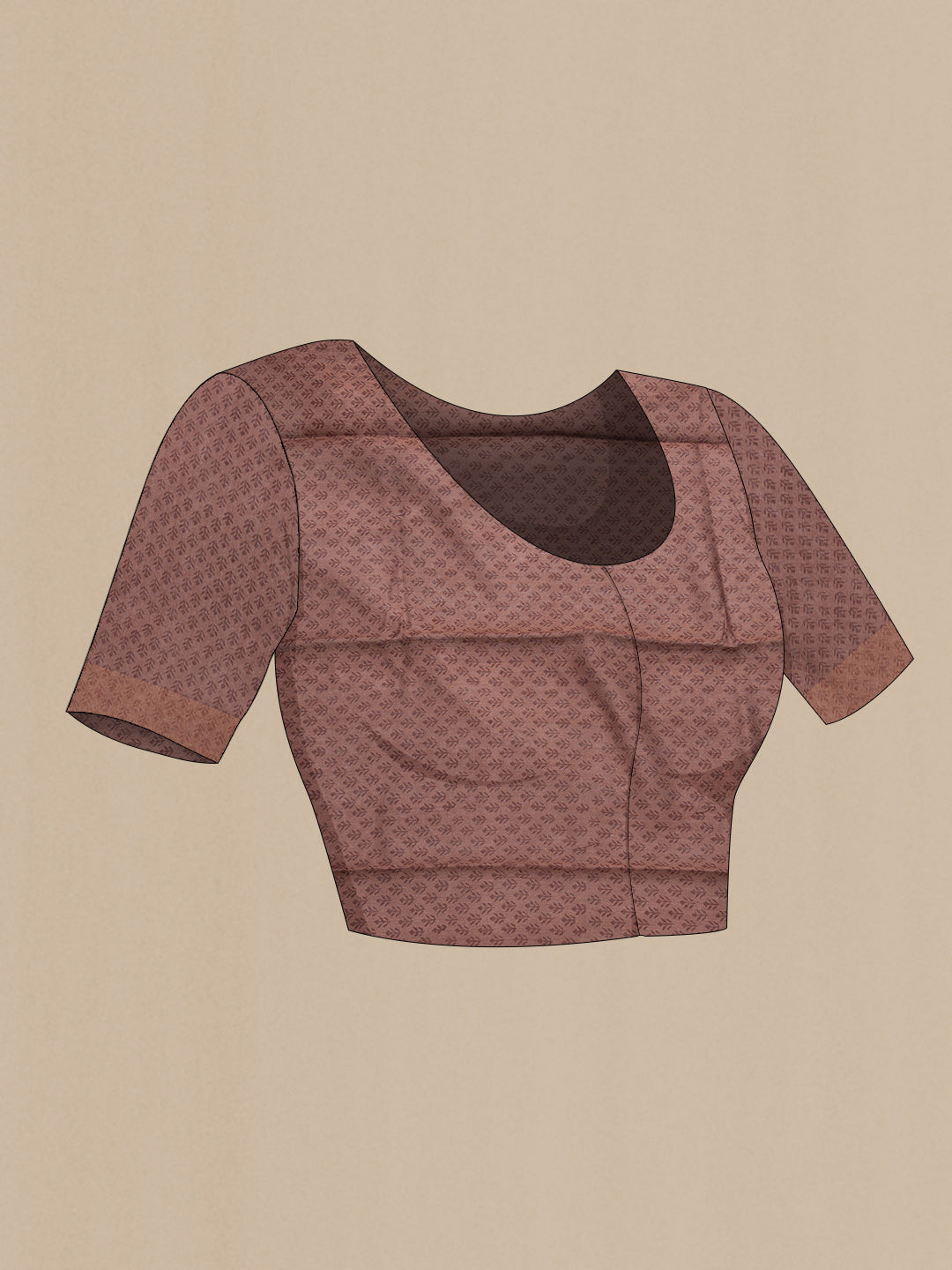 Close up image of the blouse of Brown Dual Tone Tussar Silk Saree with Embroidery on the body and Embroidery Border. 