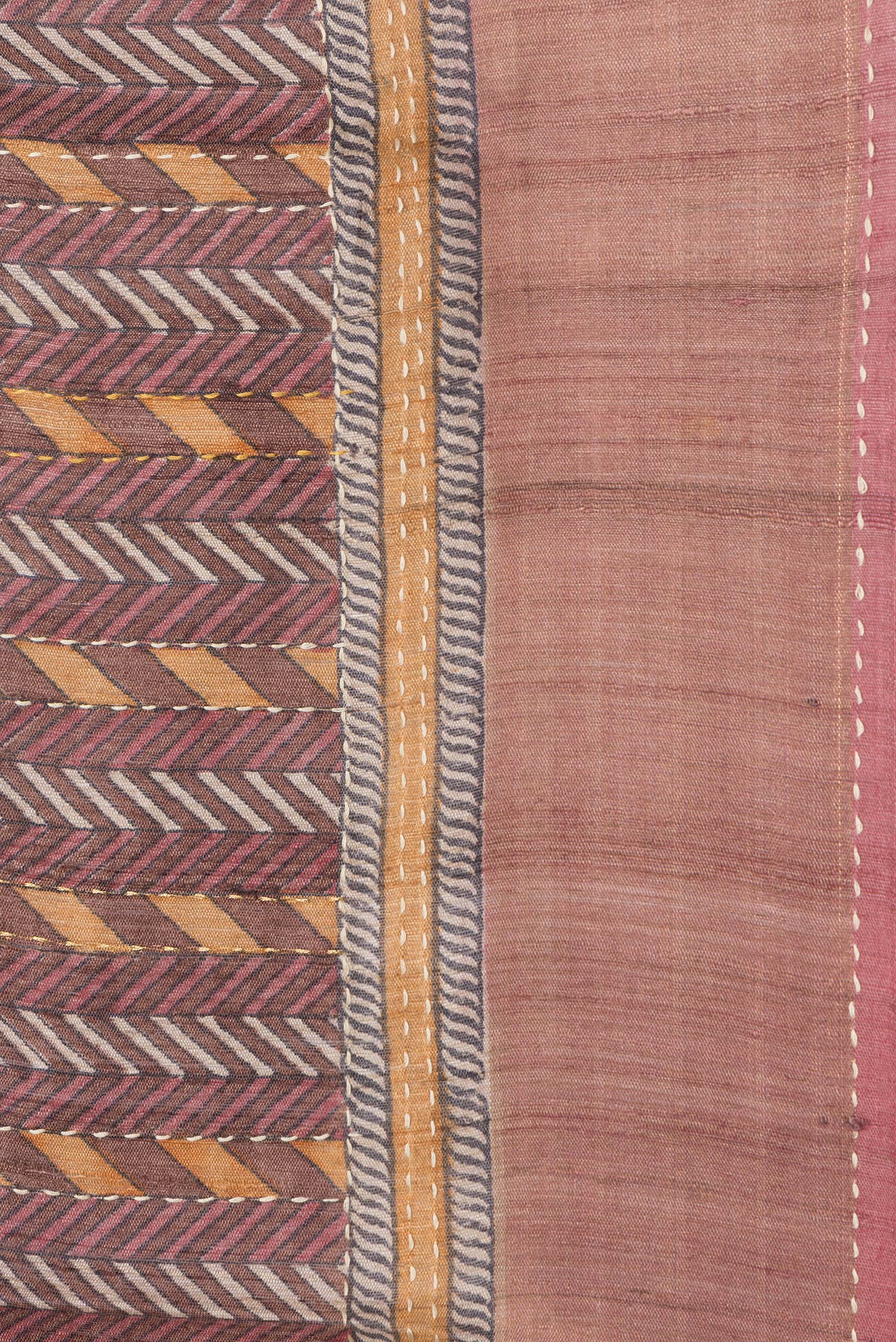 Border image of Brown Dual Tone Tussar Silk Saree with Embroidery on the body and Embroidery Border. 