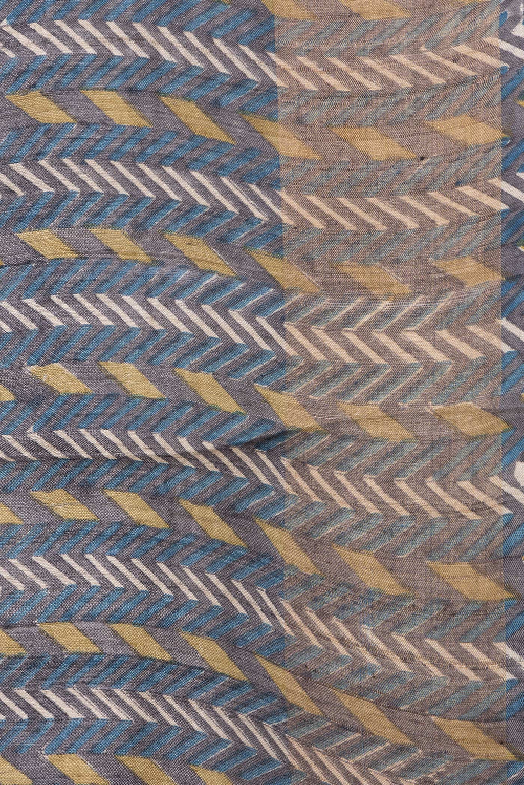Border image of Navy Blue Dual Tone Tussar Silk Saree with Printed design on the body and Zari And Thread Border. 