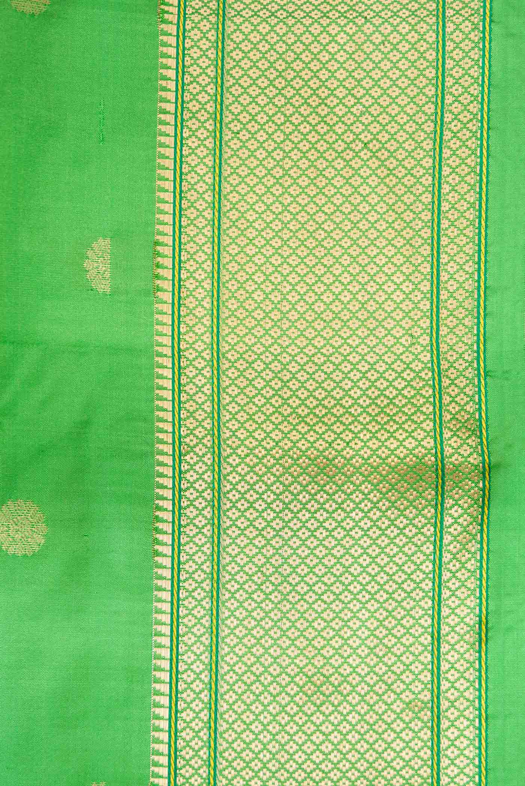 Border image of Green Blended Bangalore Silk Saree with Zari Butta on the body and Zari Border
